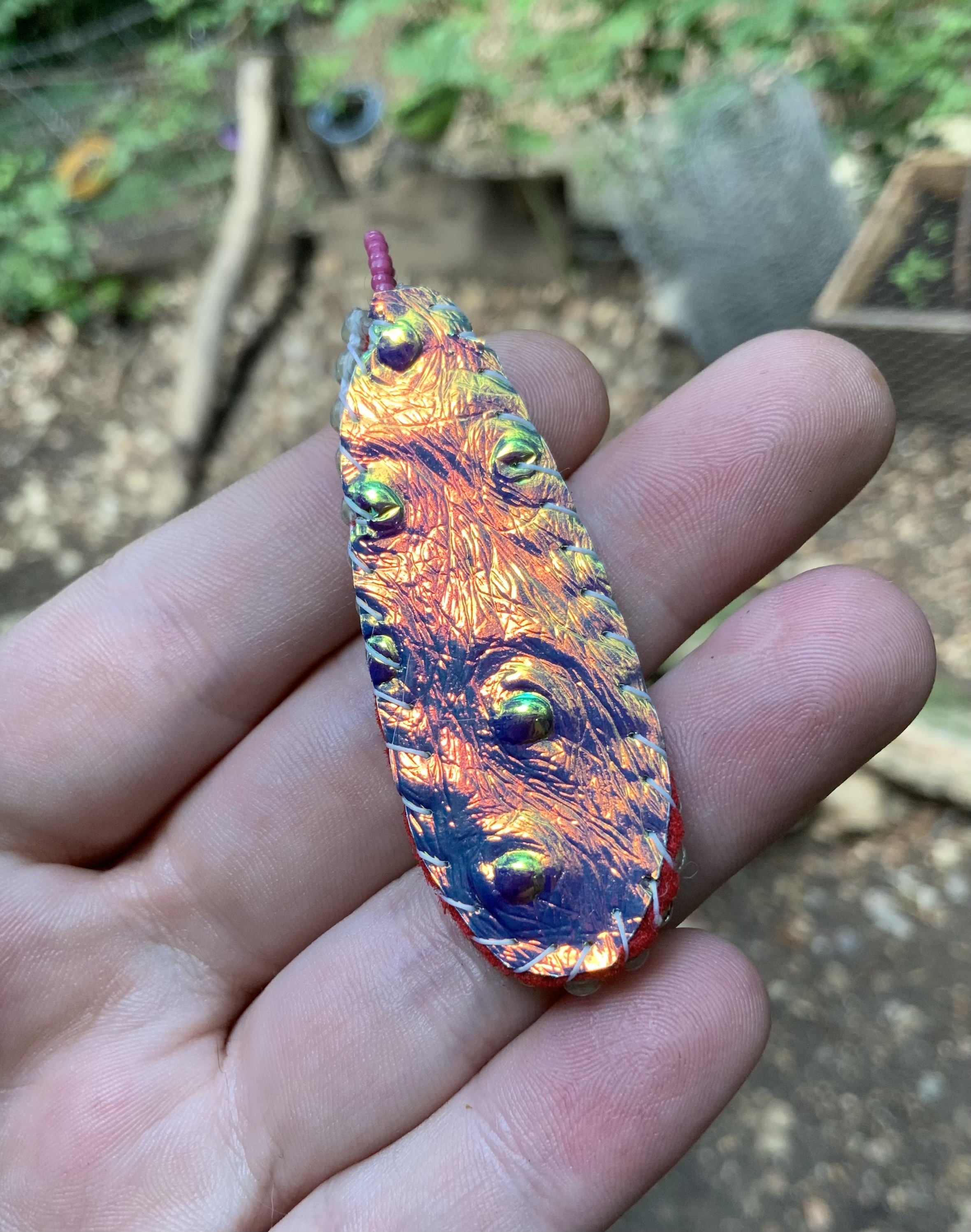 Lilac lava beaded pendant