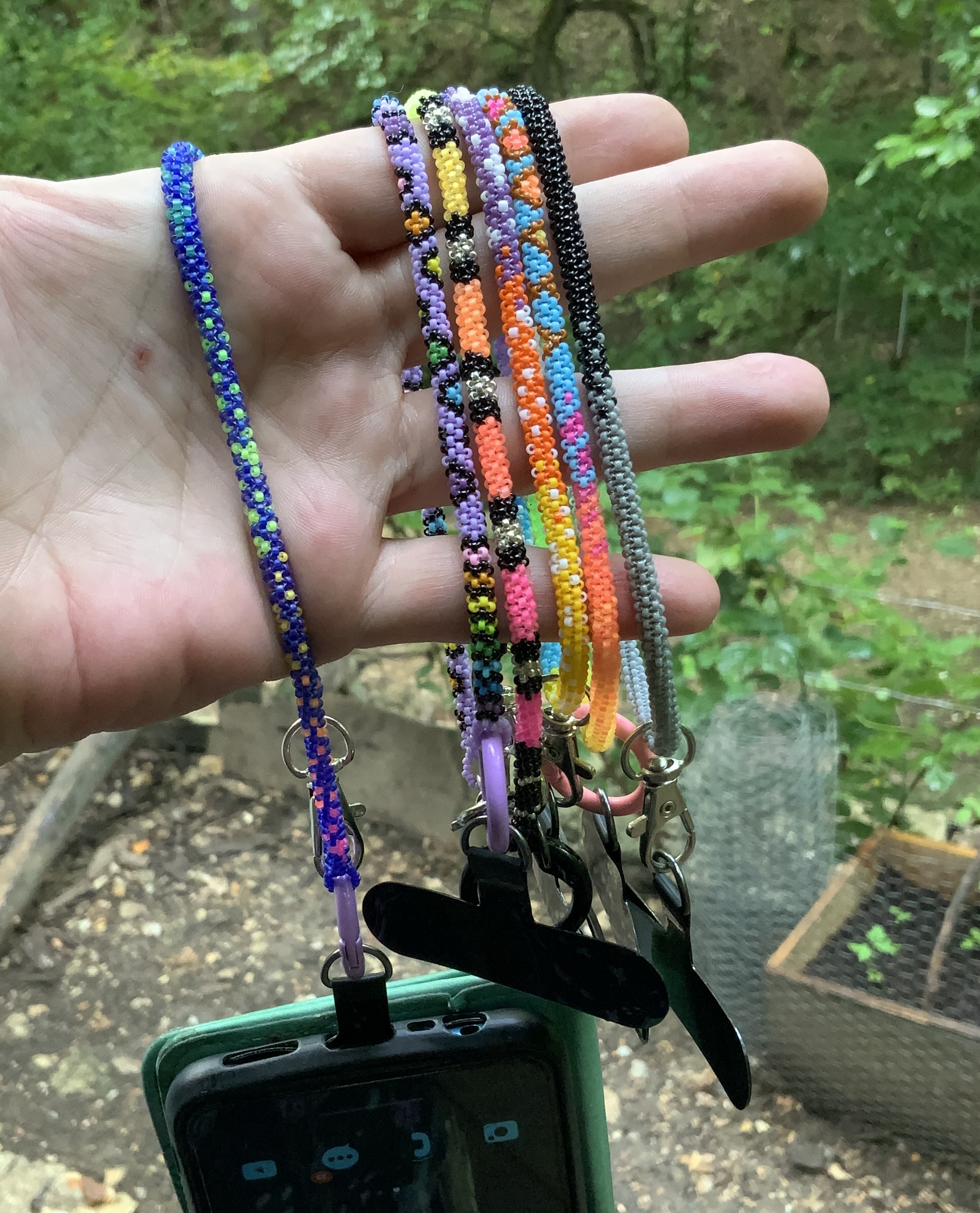 Purple random rainbows beaded wristlet 