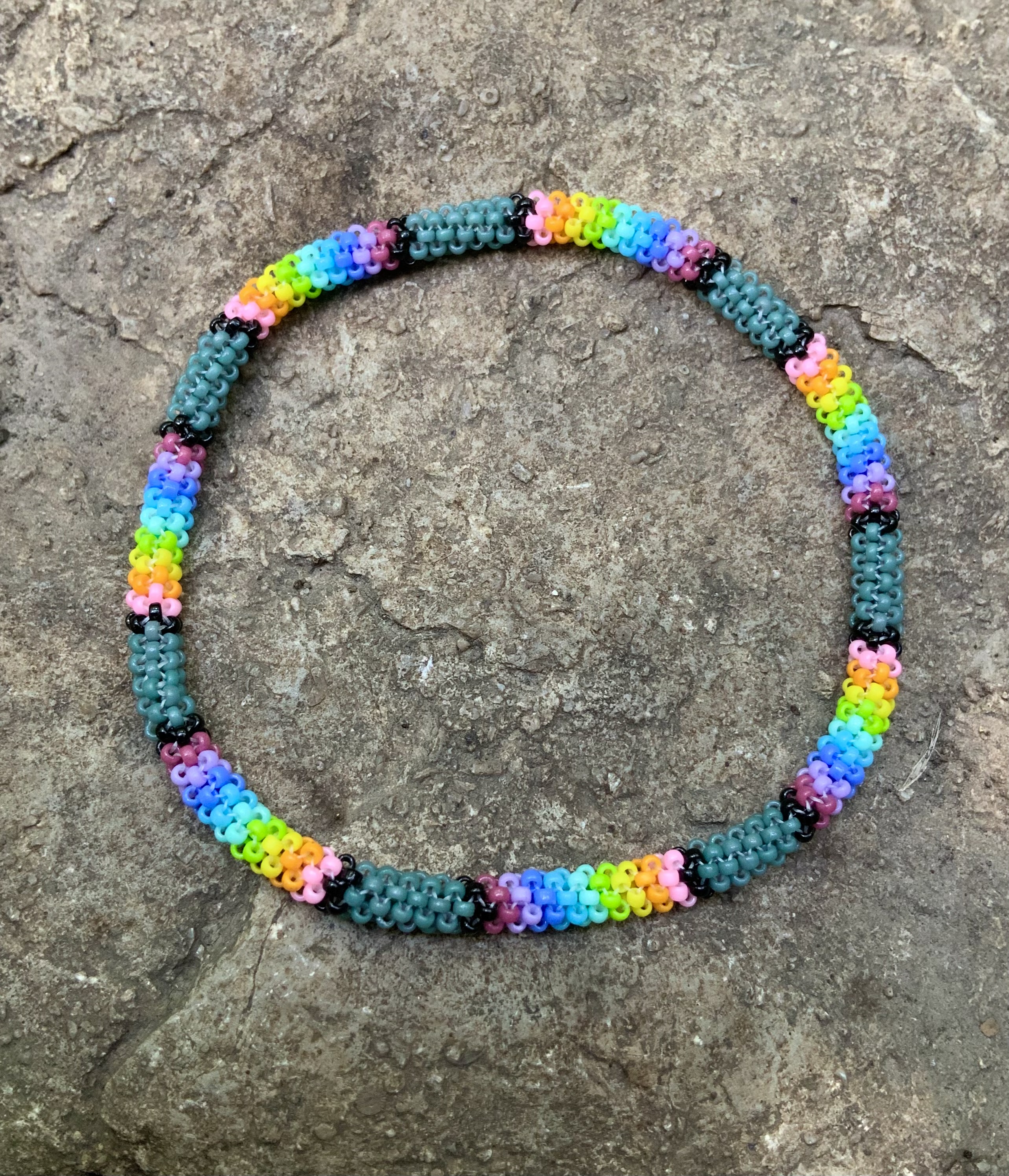 Pastel rainbow sage beaded bracelet