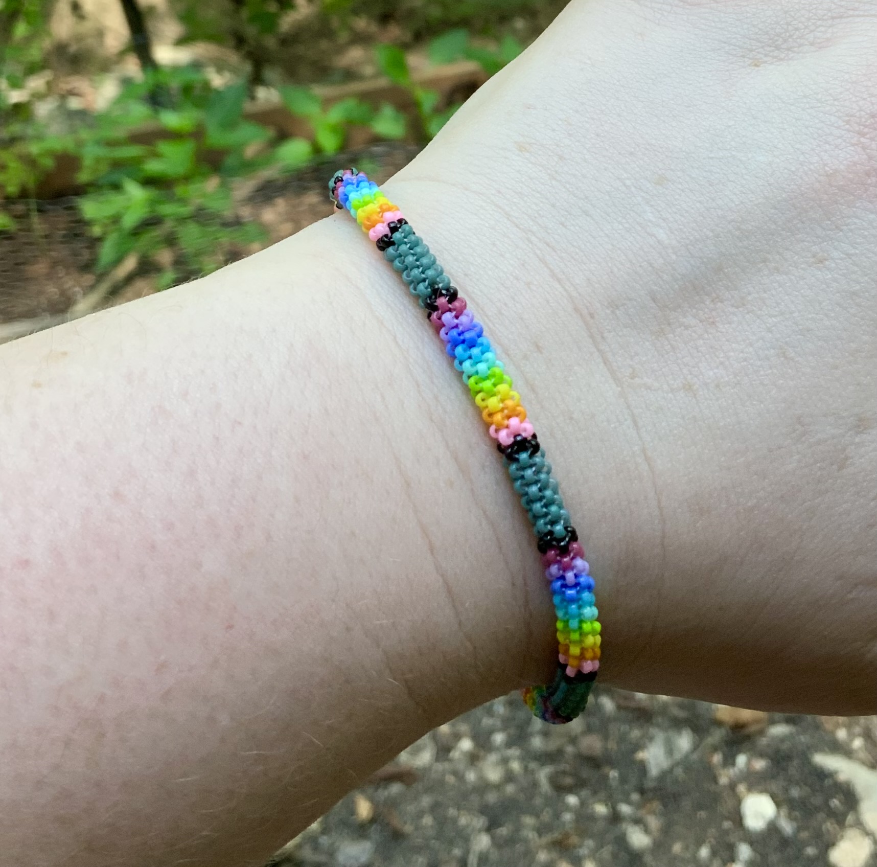 Pastel rainbow sage beaded bracelet