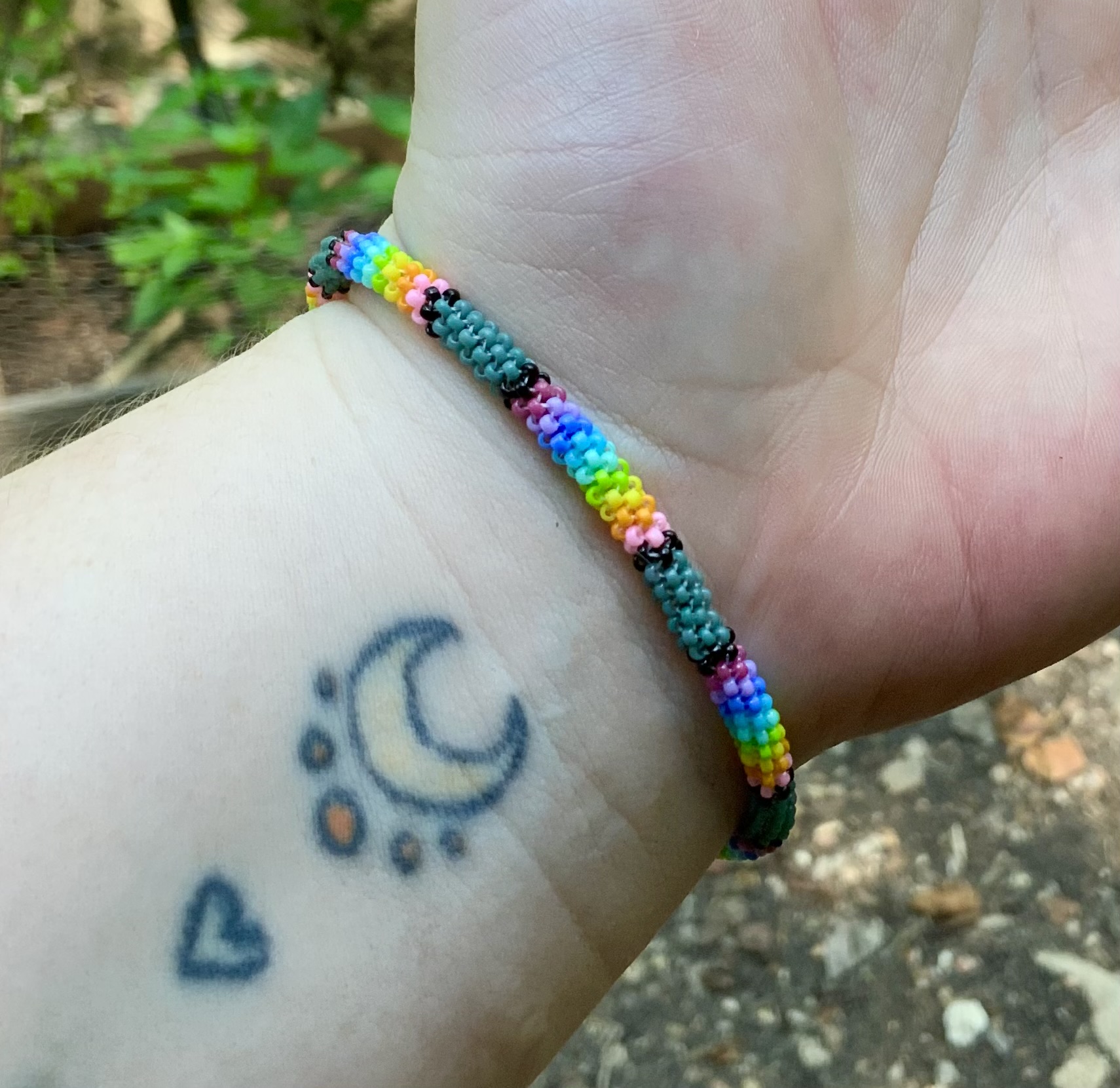 Pastel rainbow sage beaded bracelet