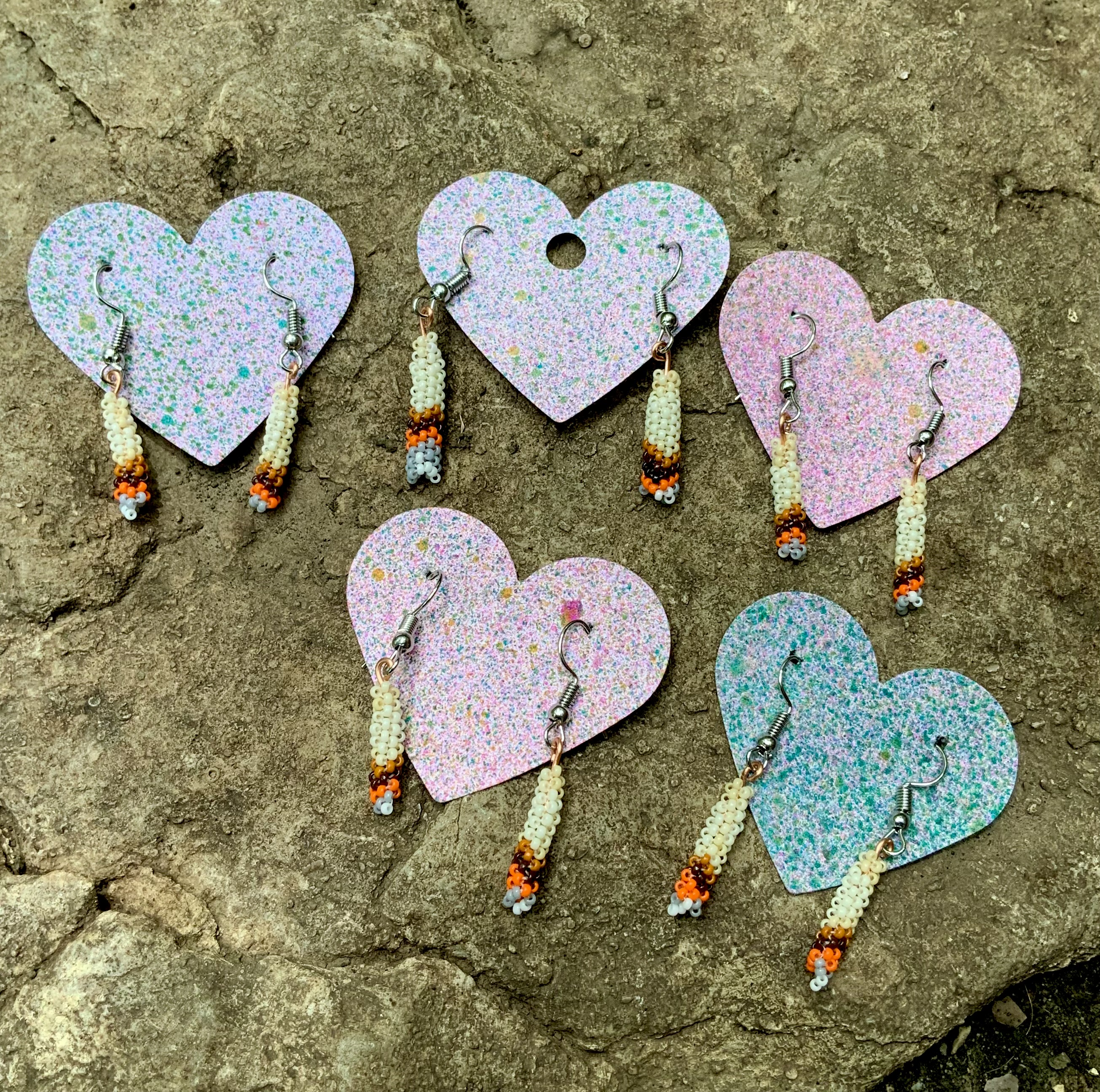 Beaded roach earrings