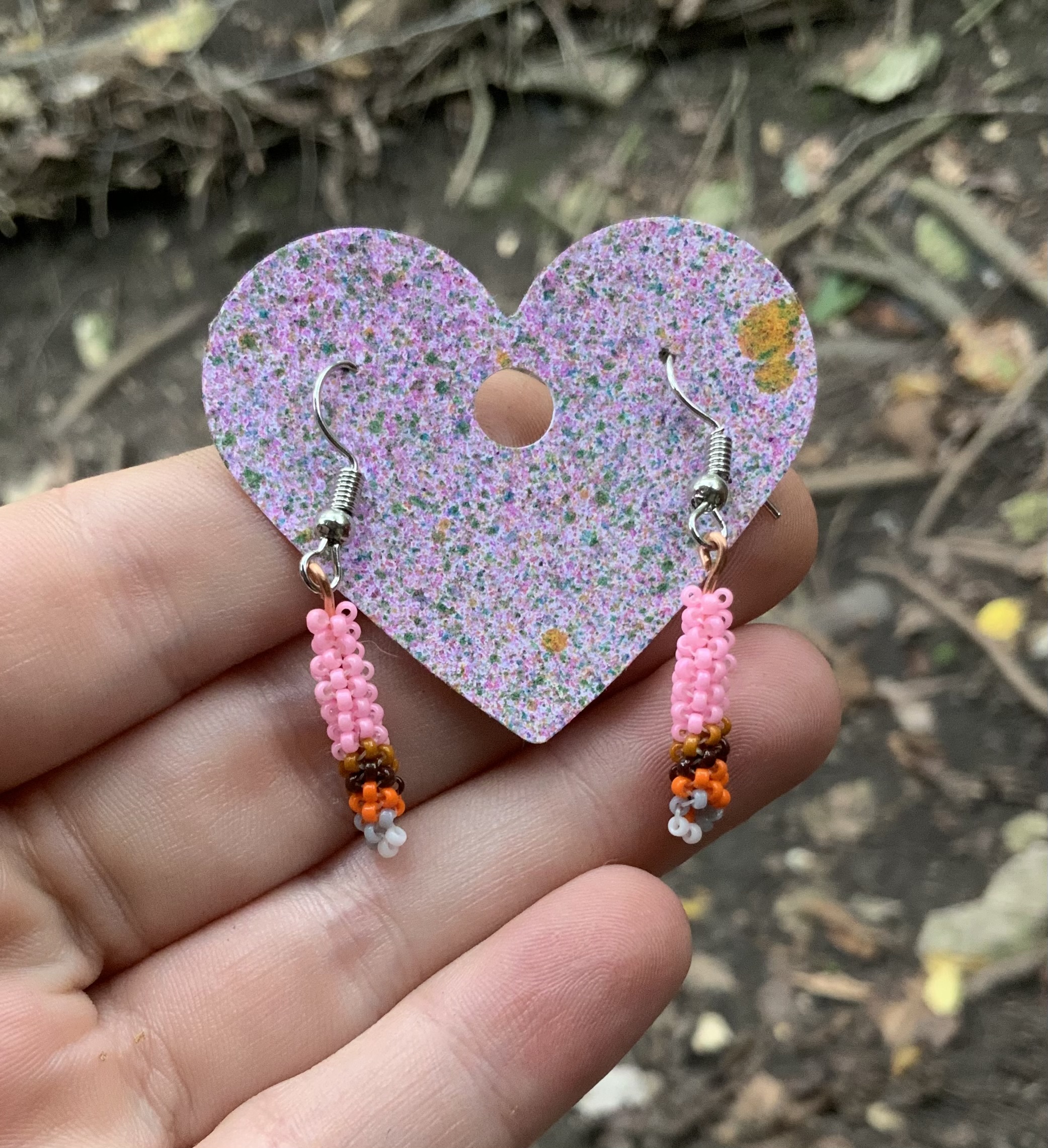 Strawberry beaded roach earrings