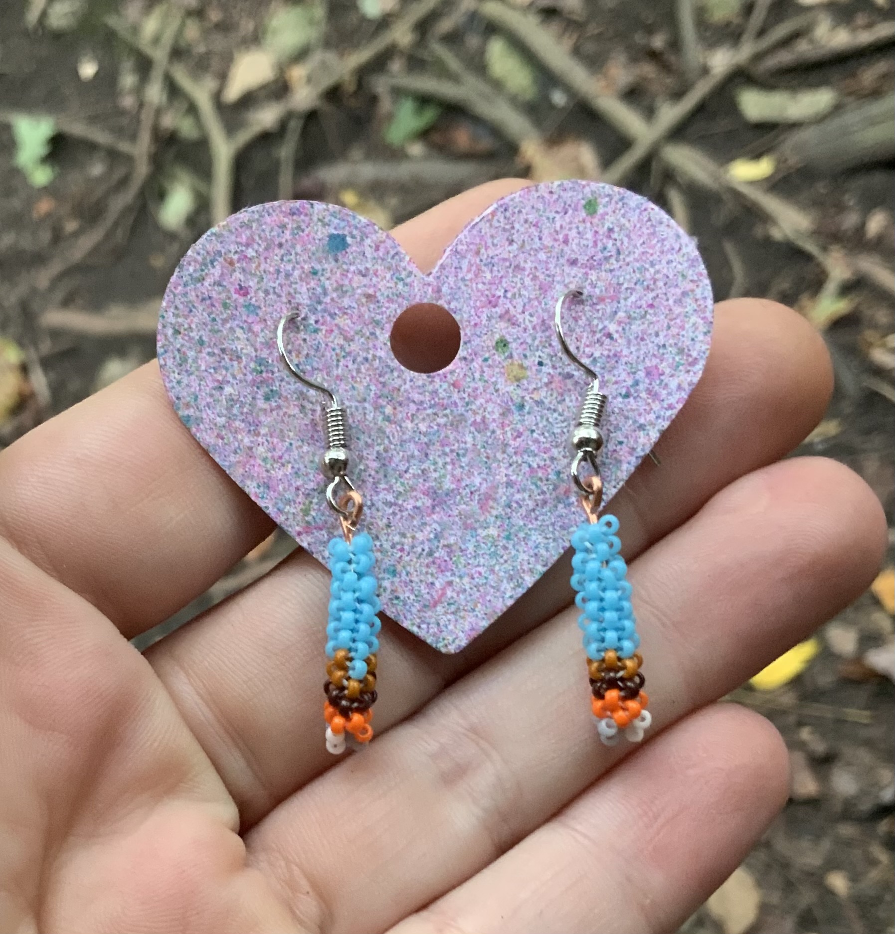 Blueberry beaded roach earrings
