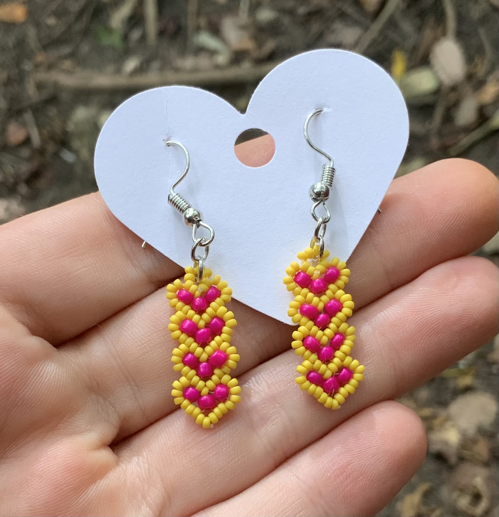 Snes game beaded hearts earrings