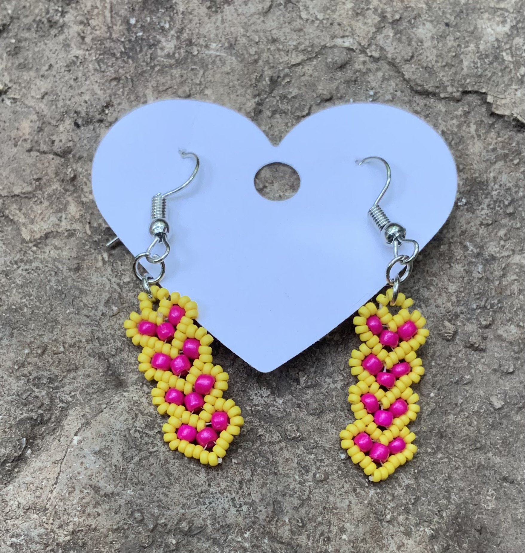 Snes game beaded hearts earrings