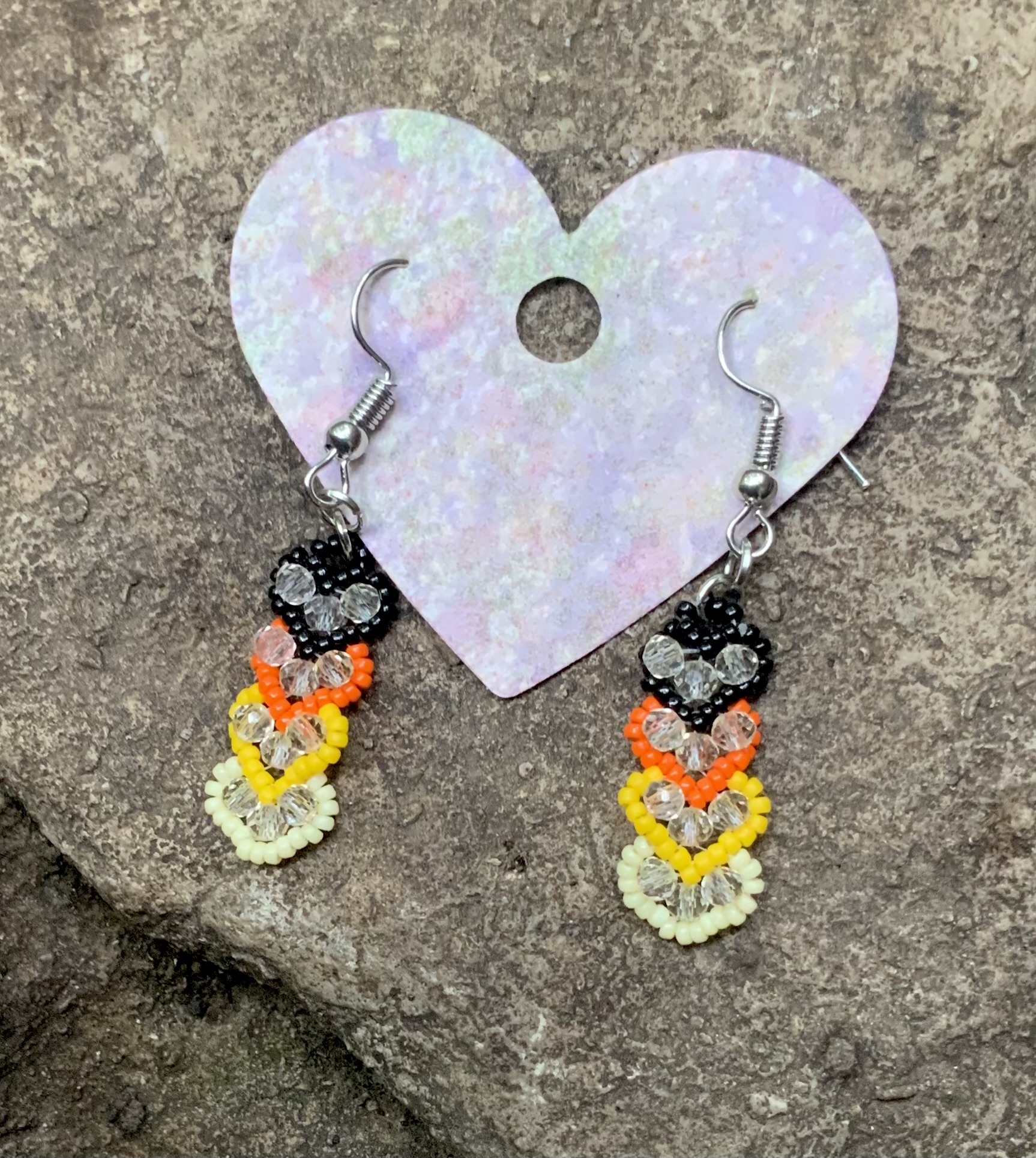 Halloween hearts beaded earrings