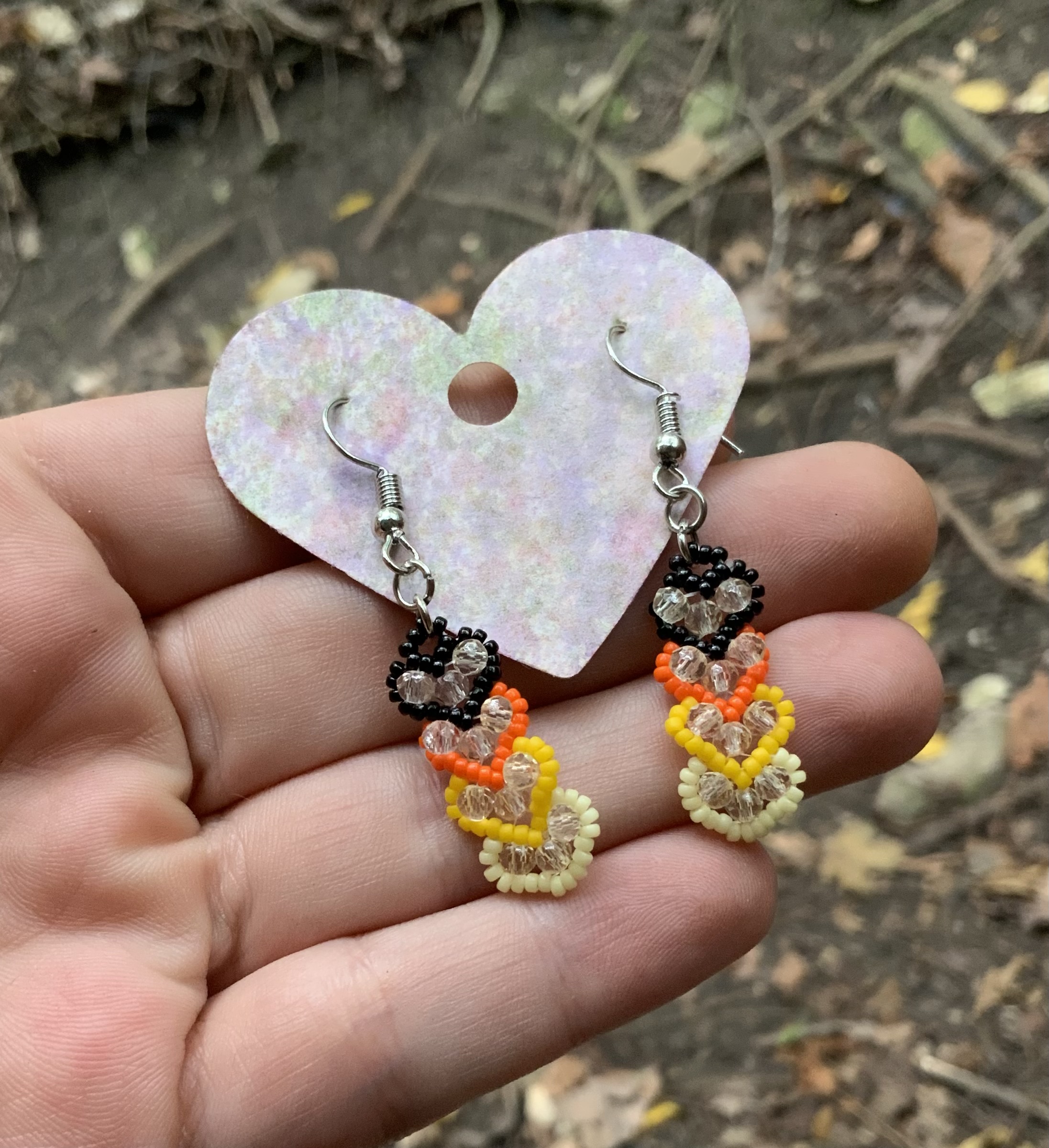 Halloween hearts beaded earrings
