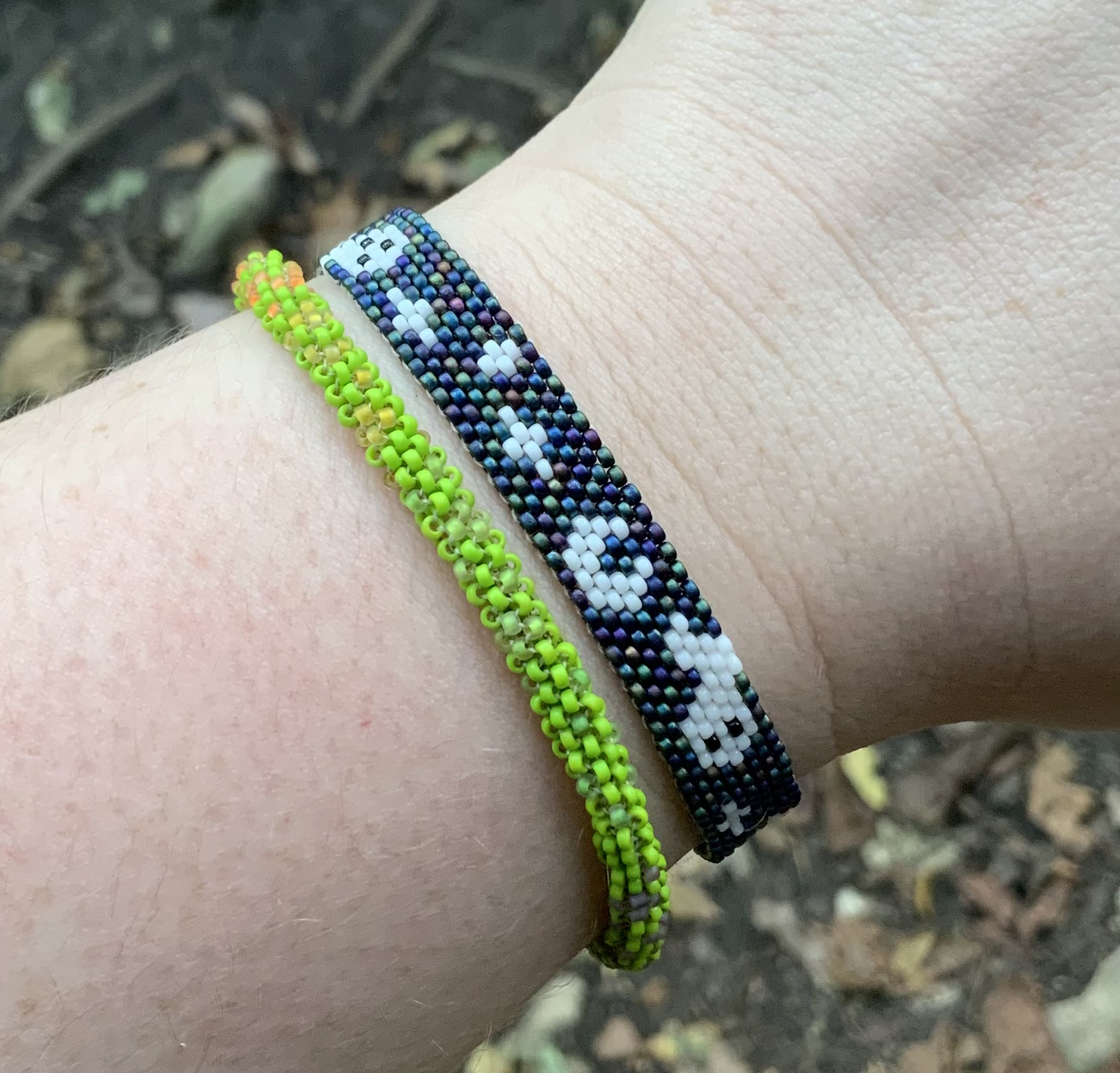 Dark rainbow Ghosts beaded bracelet