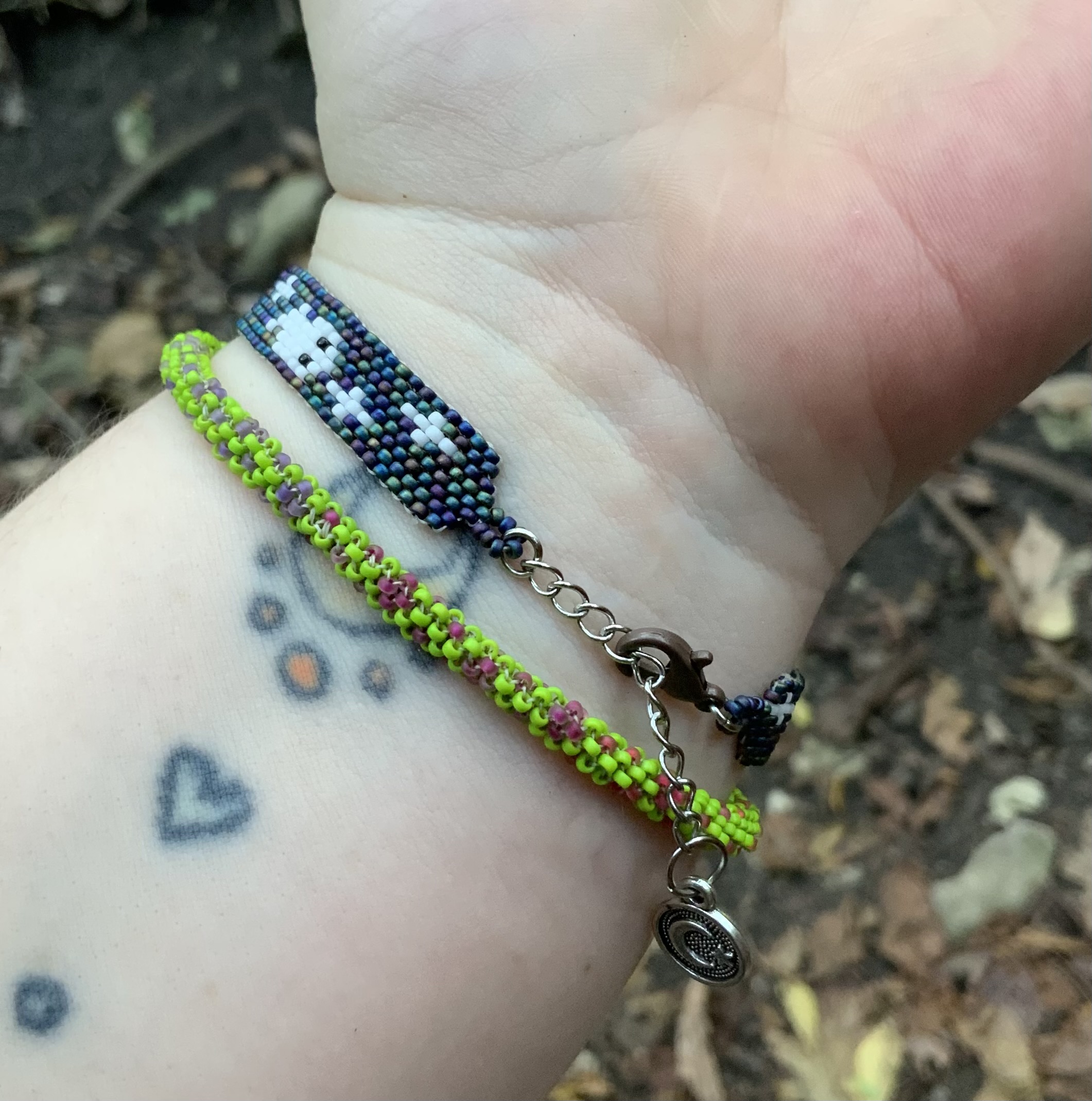 Dark rainbow Ghosts beaded bracelet