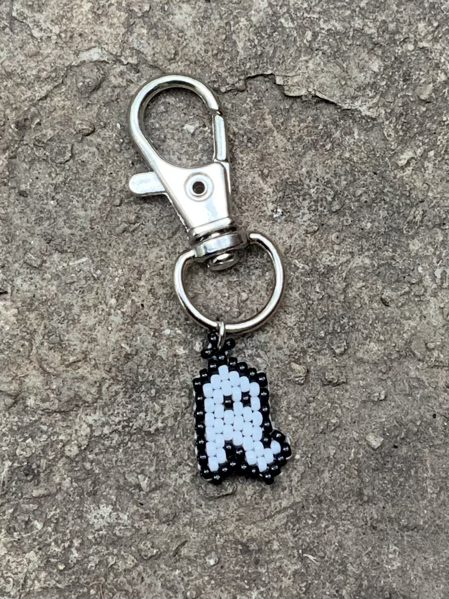 Tiny beaded ghost charm