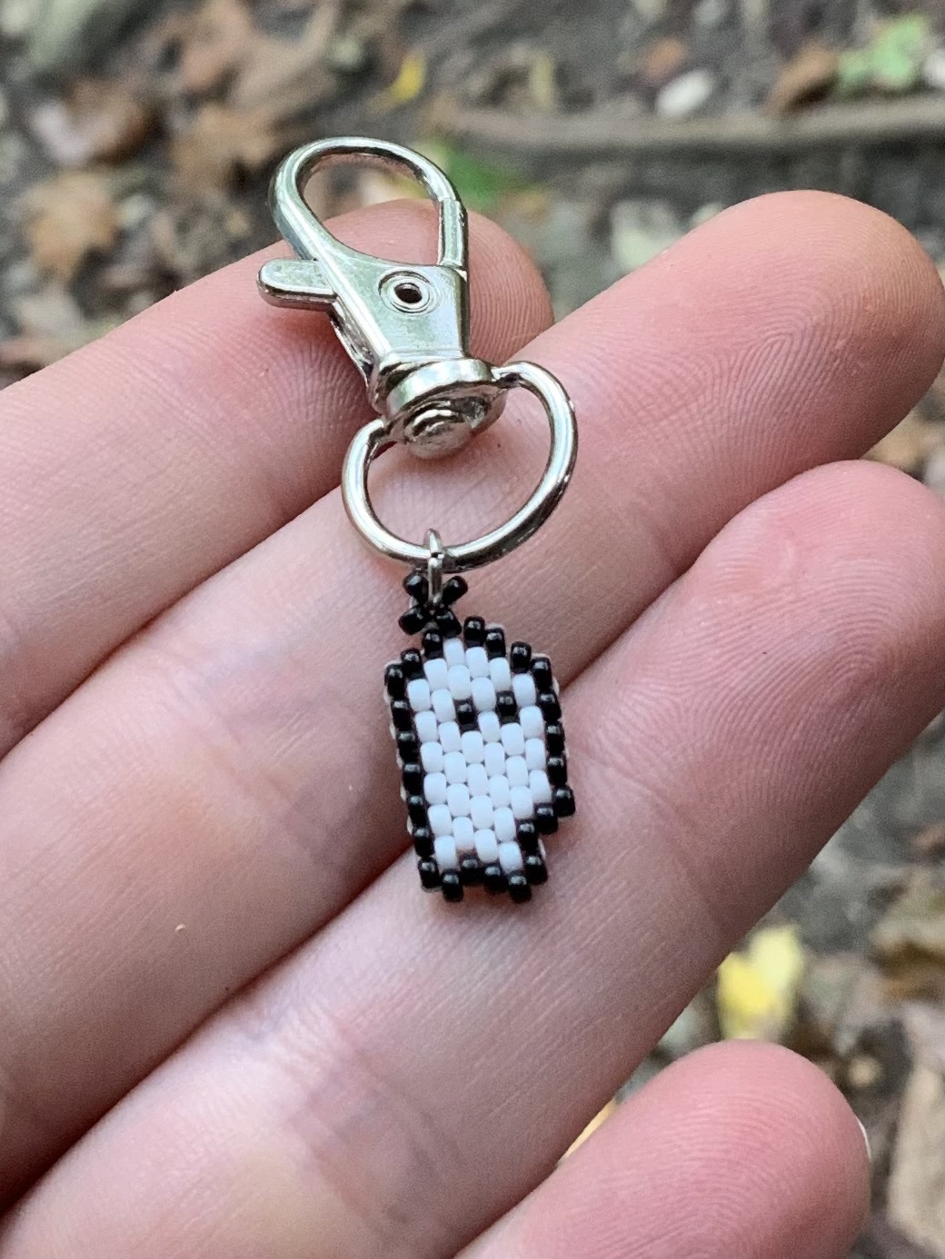 Tiny beaded ghost charm 3