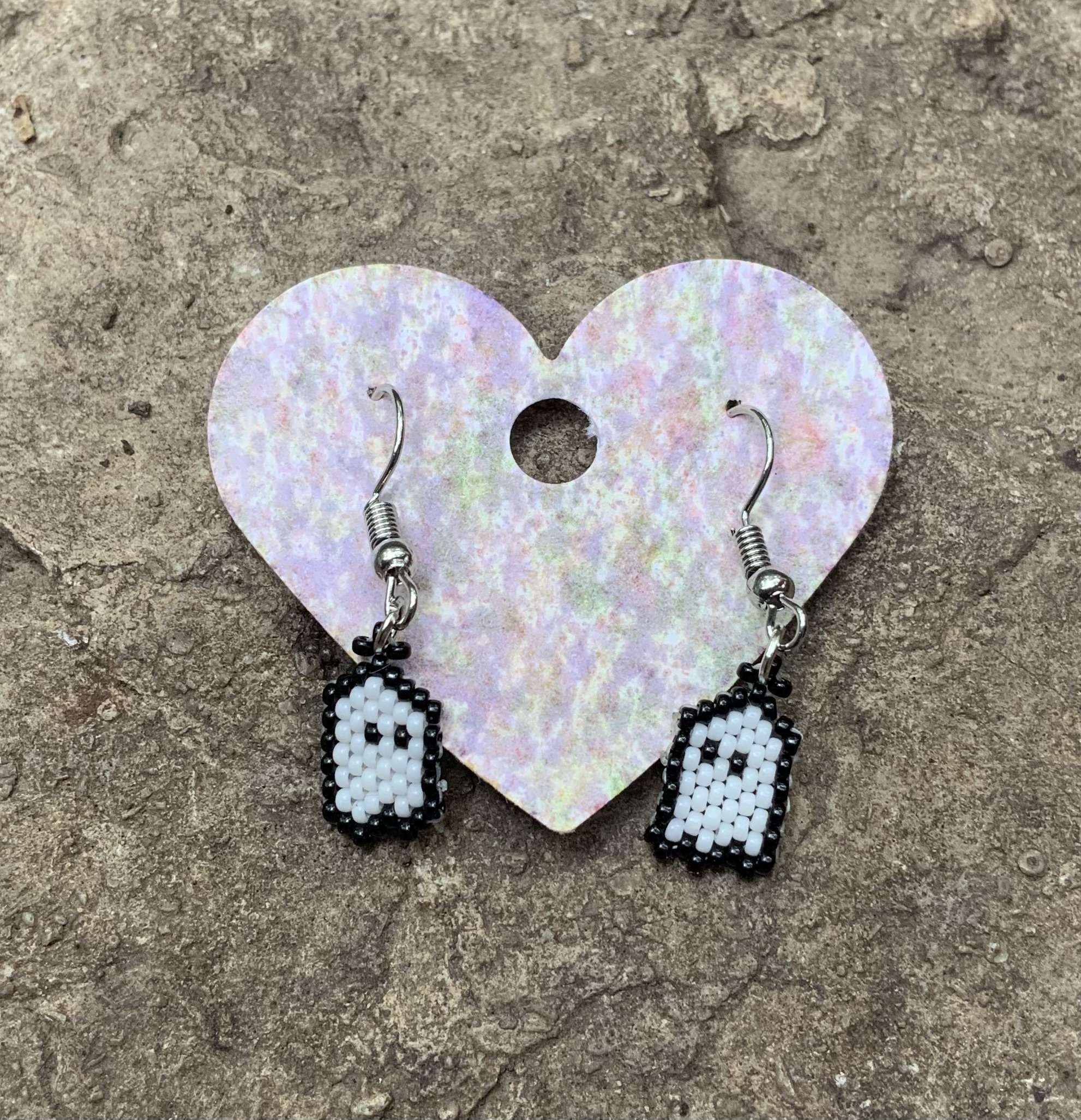 Tiny beaded ghost earrings #4