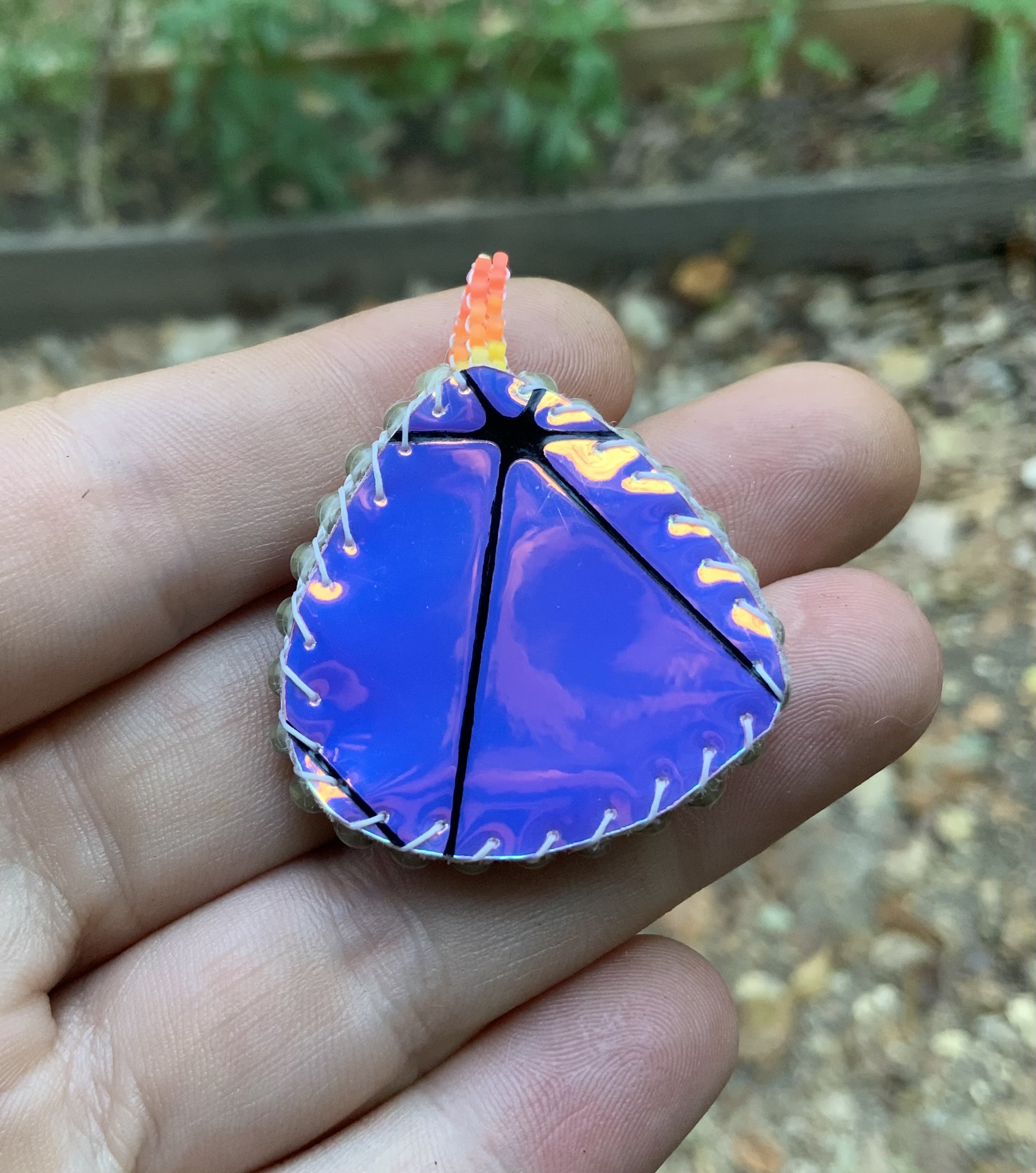 Beaded Halloween treat color shifty pendant 