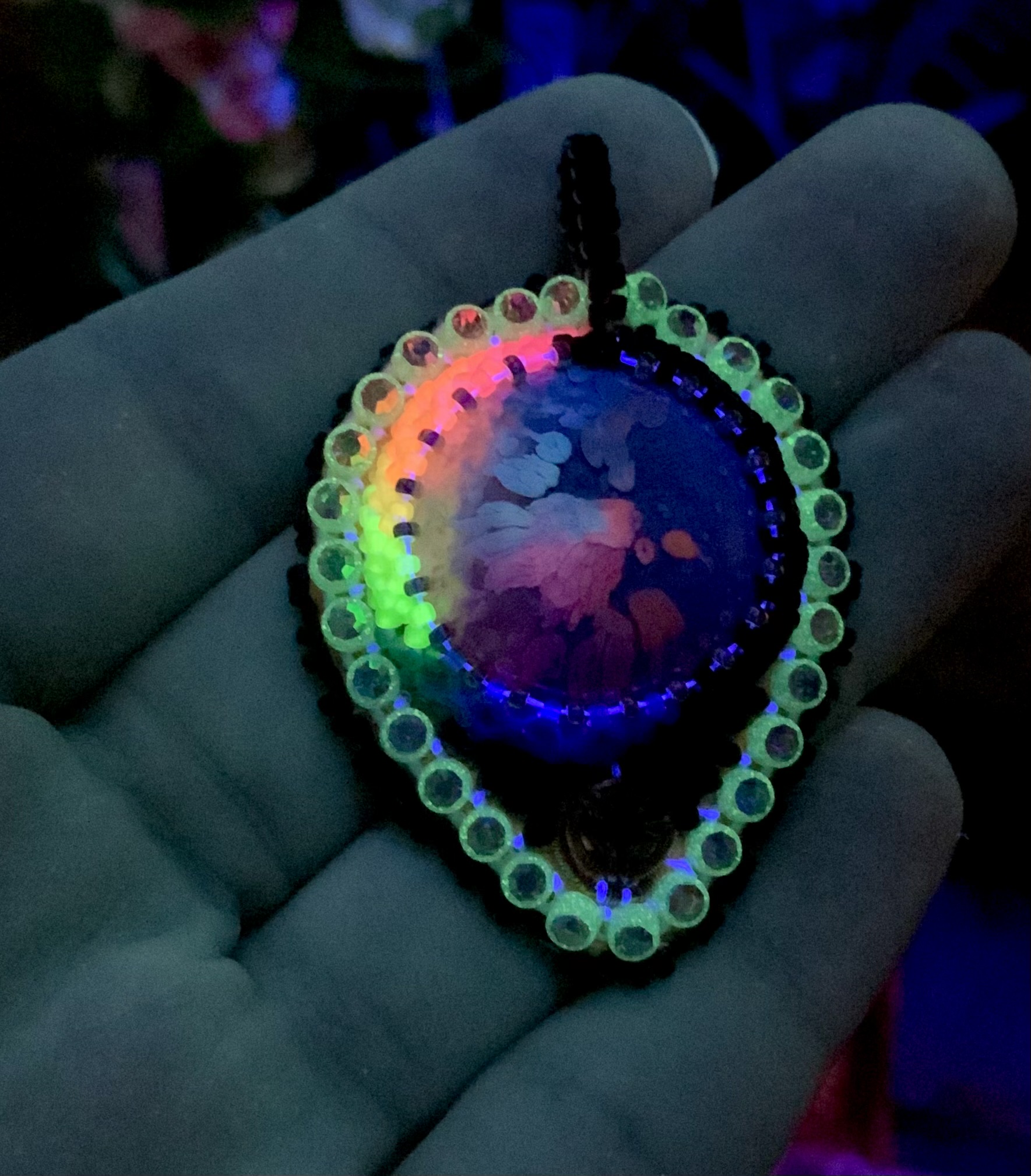Rainbow blastard beaded amulet