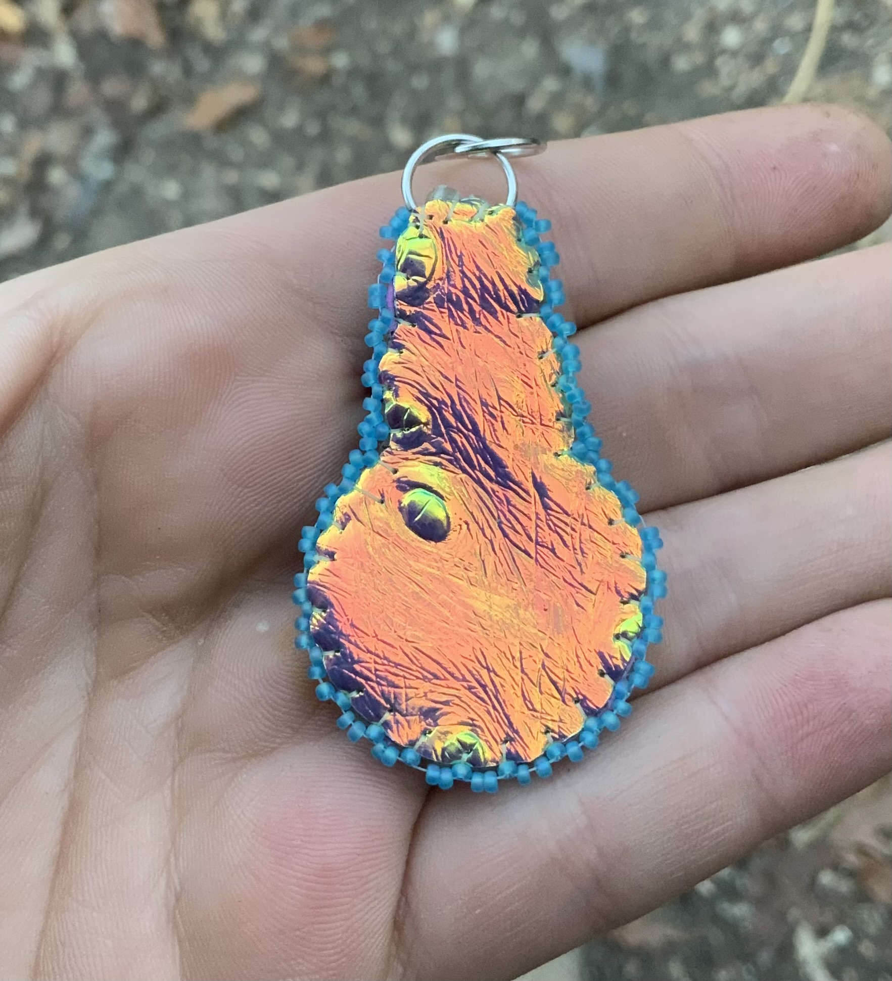 Blue Tri beaded pendant with alexandrite 
