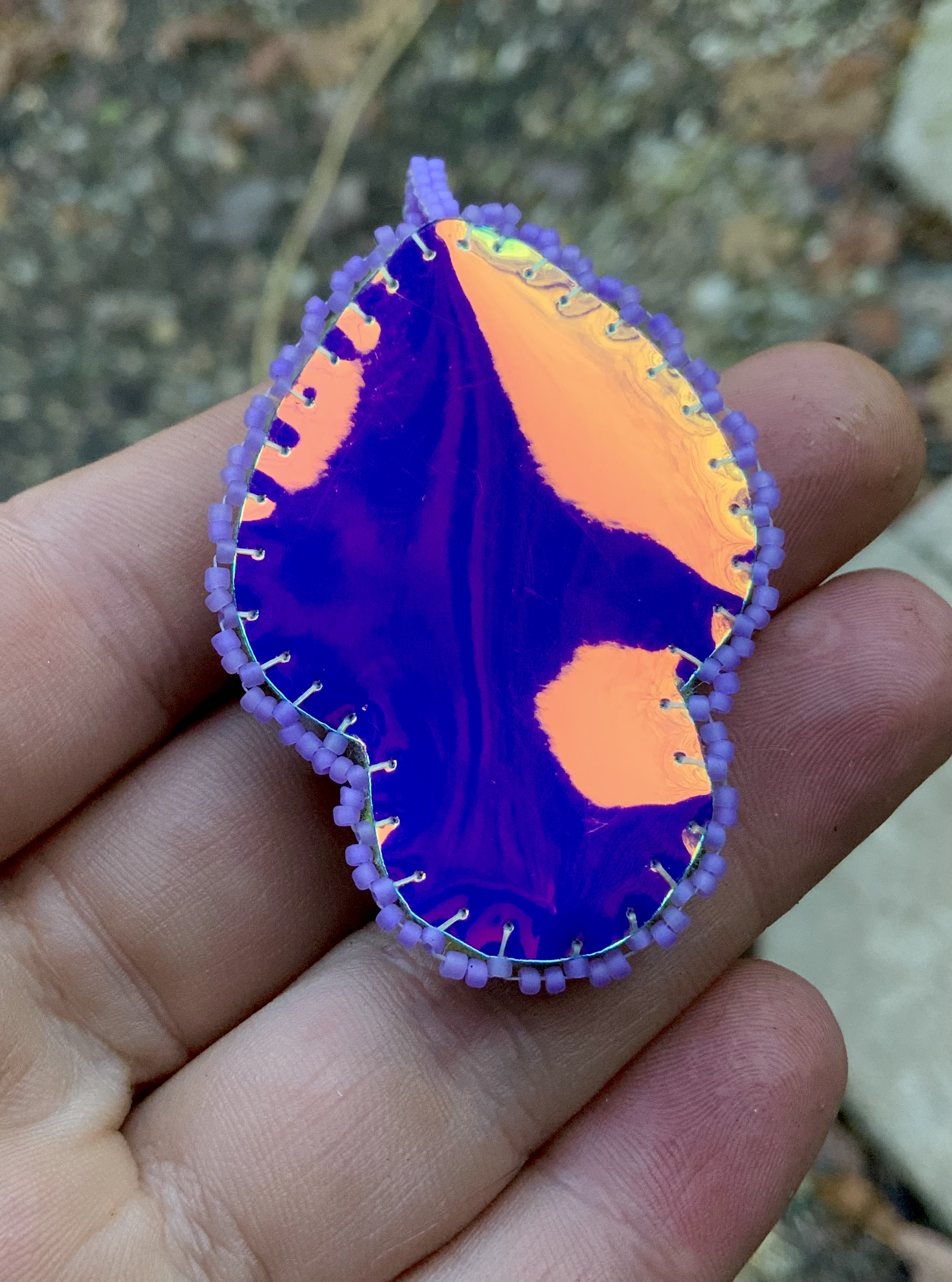 Mushroom color changing beaded pendant