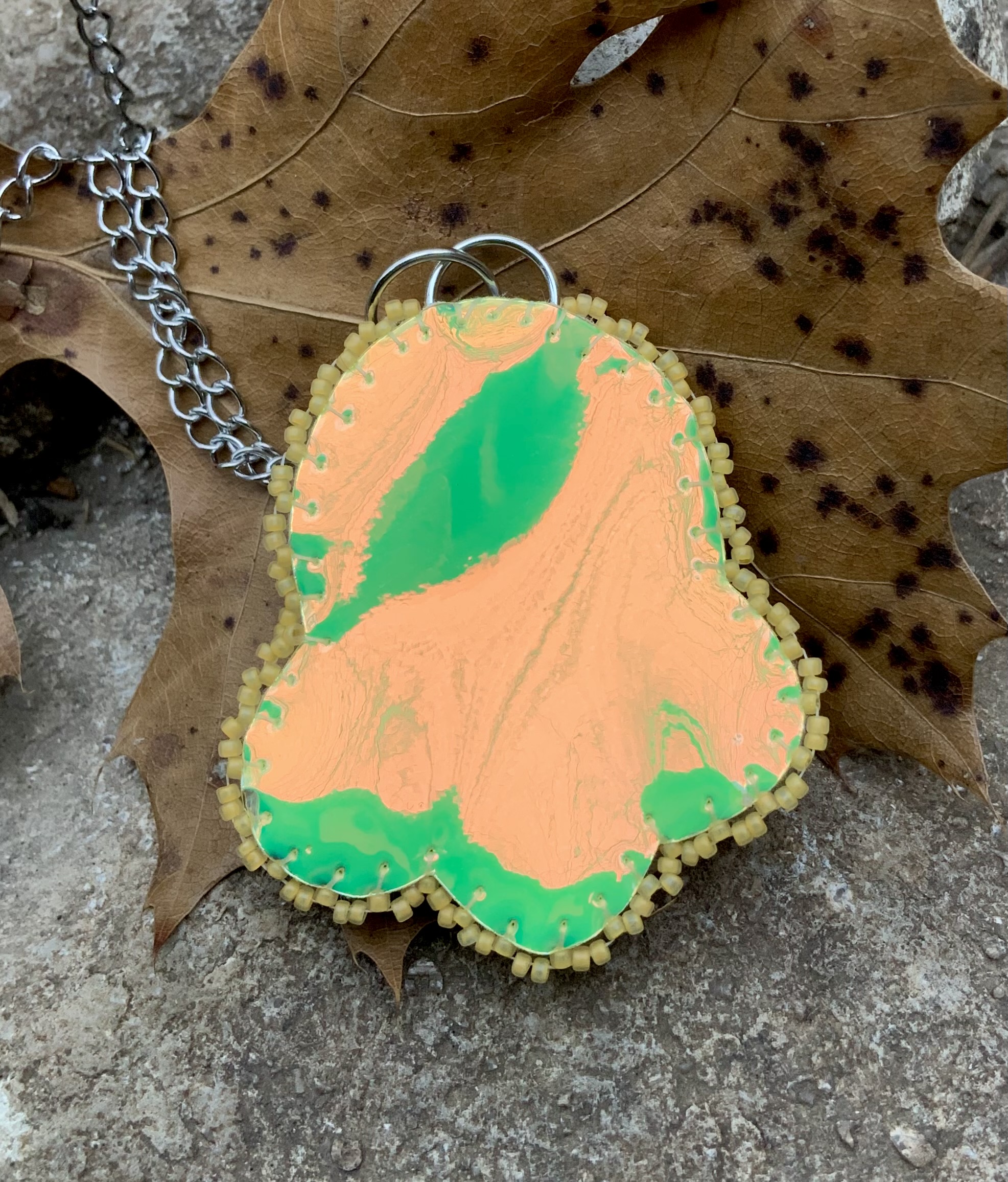 Sunflower puma eye beaded pendant