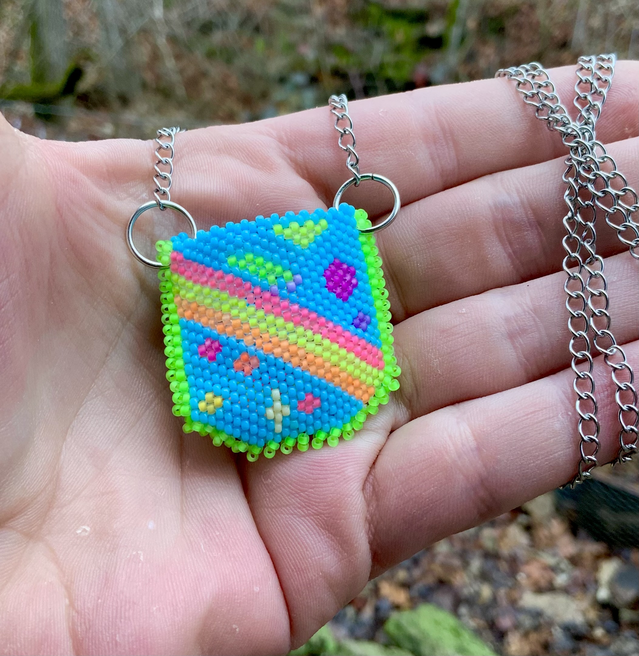 Pastel rainbow beaded necklace bag