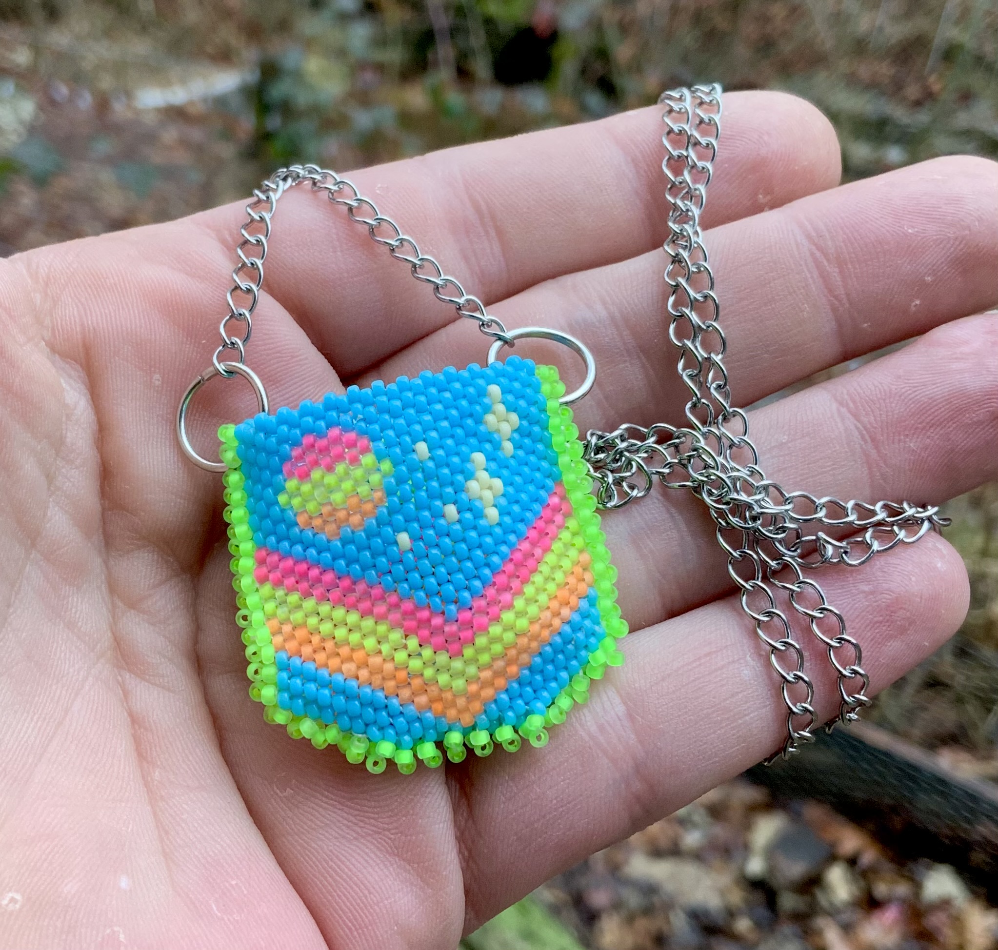 Pastel rainbow beaded necklace bag