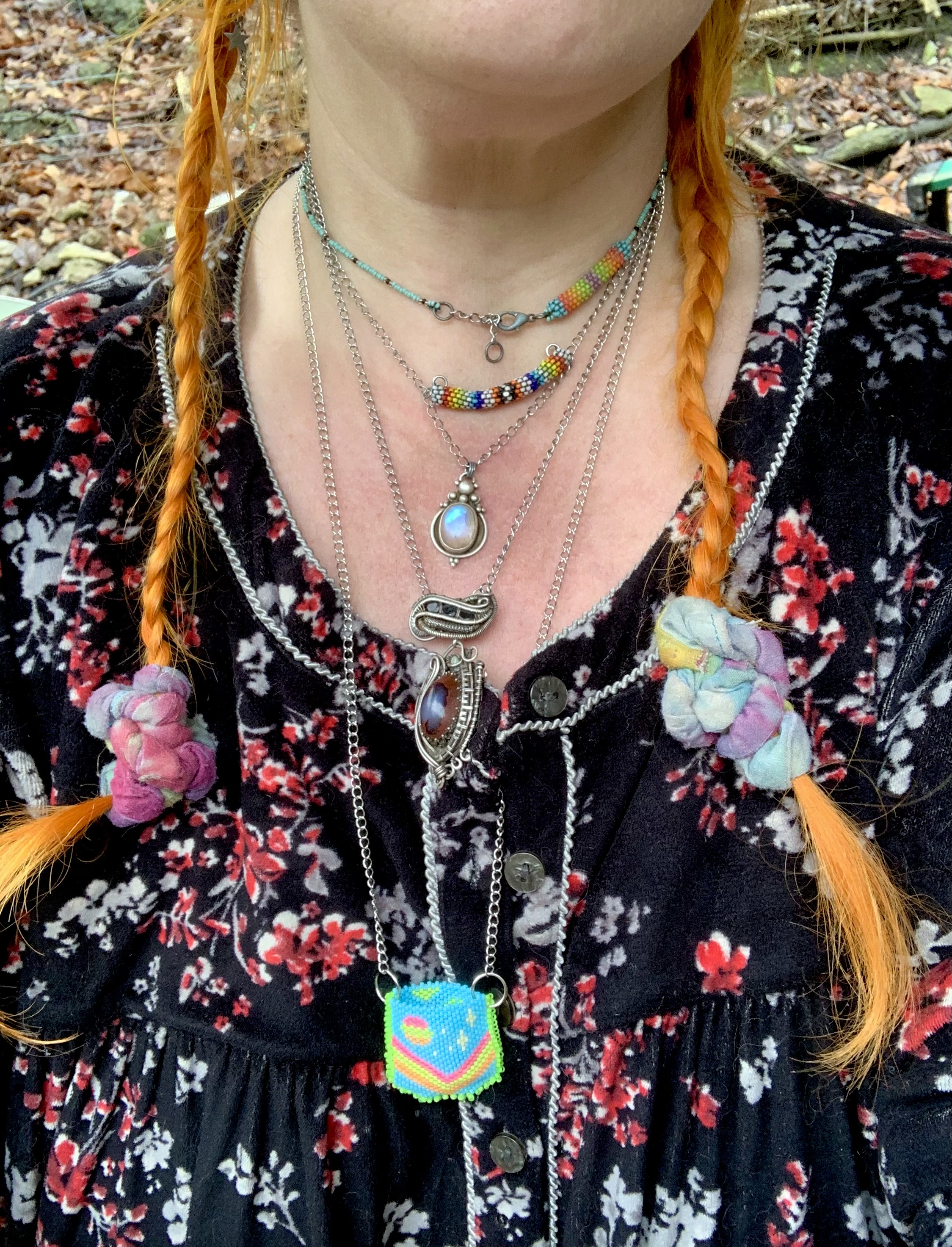 Pastel rainbow beaded necklace bag