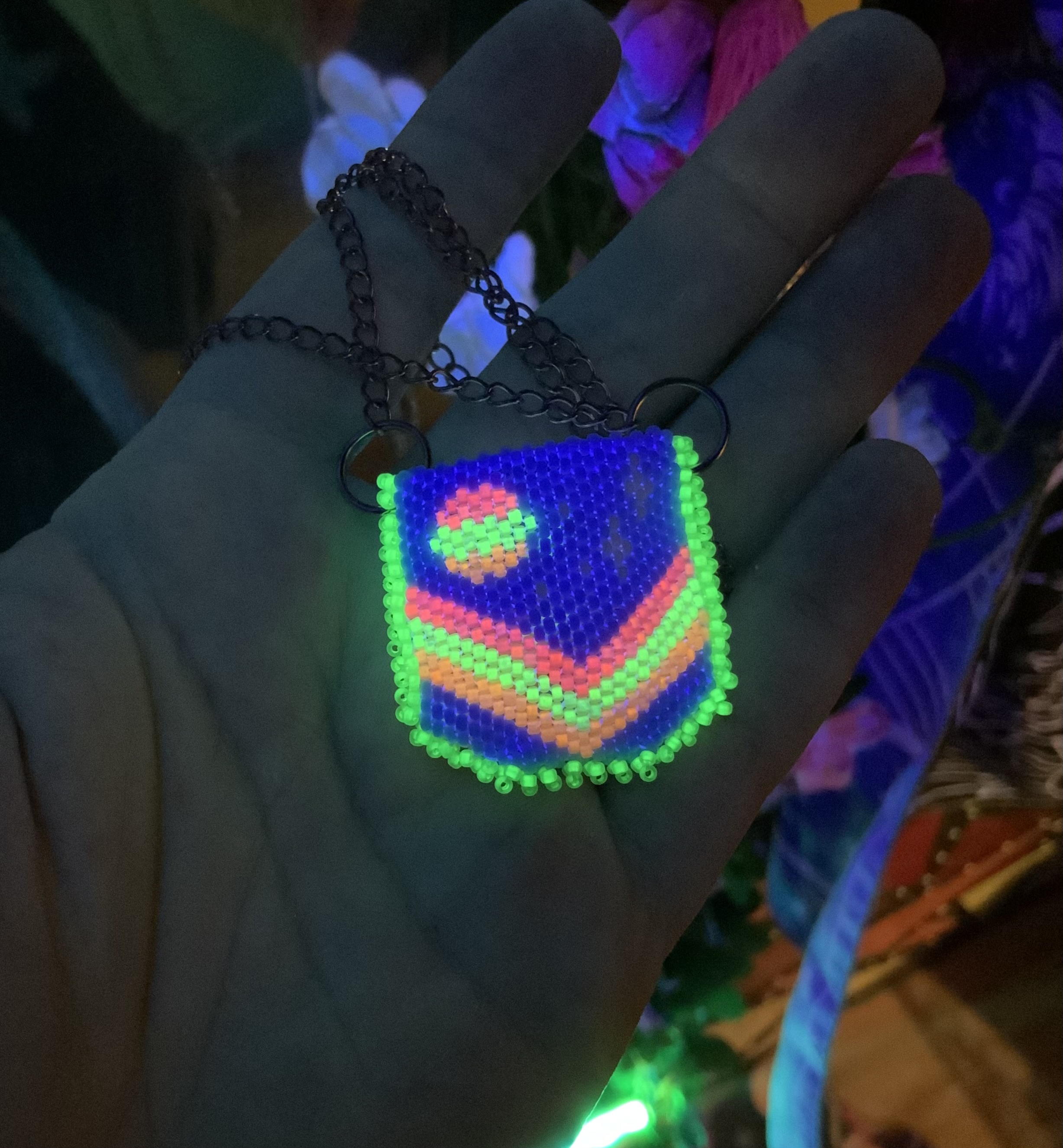Pastel rainbow beaded necklace bag