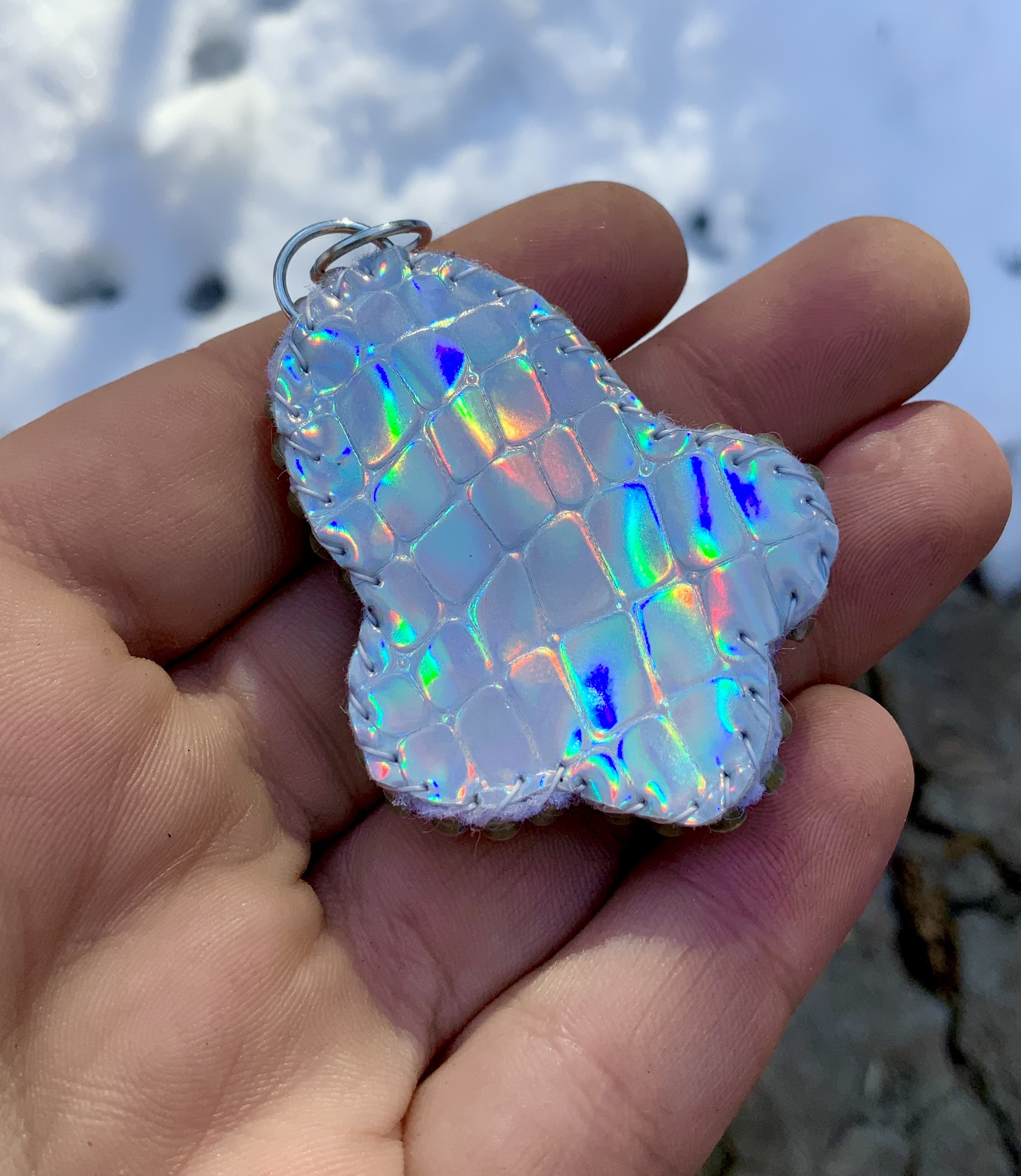 Neon rainbow Ice princess beaded pendant