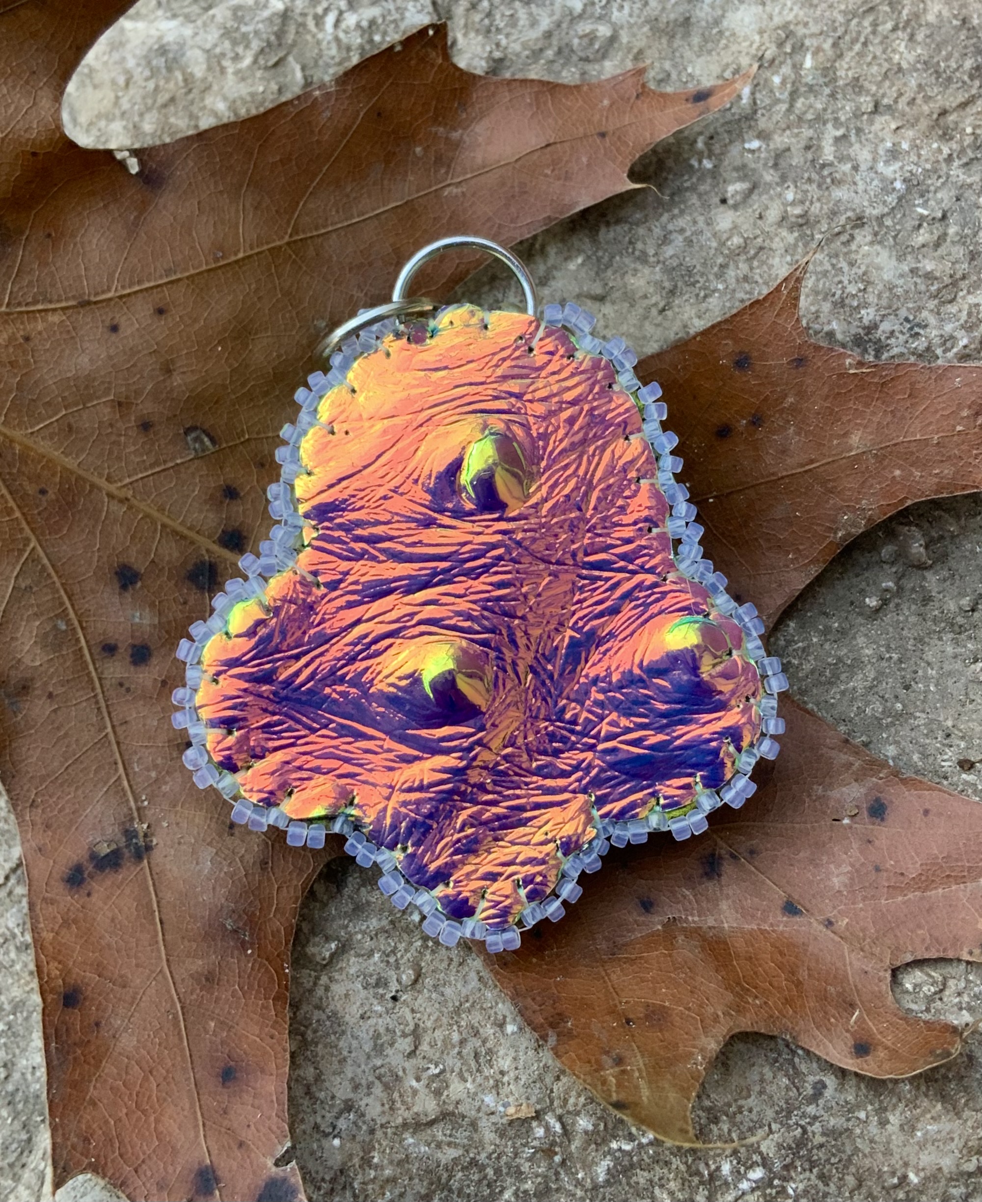 Sunrise ocean amoeba beaded pendant 