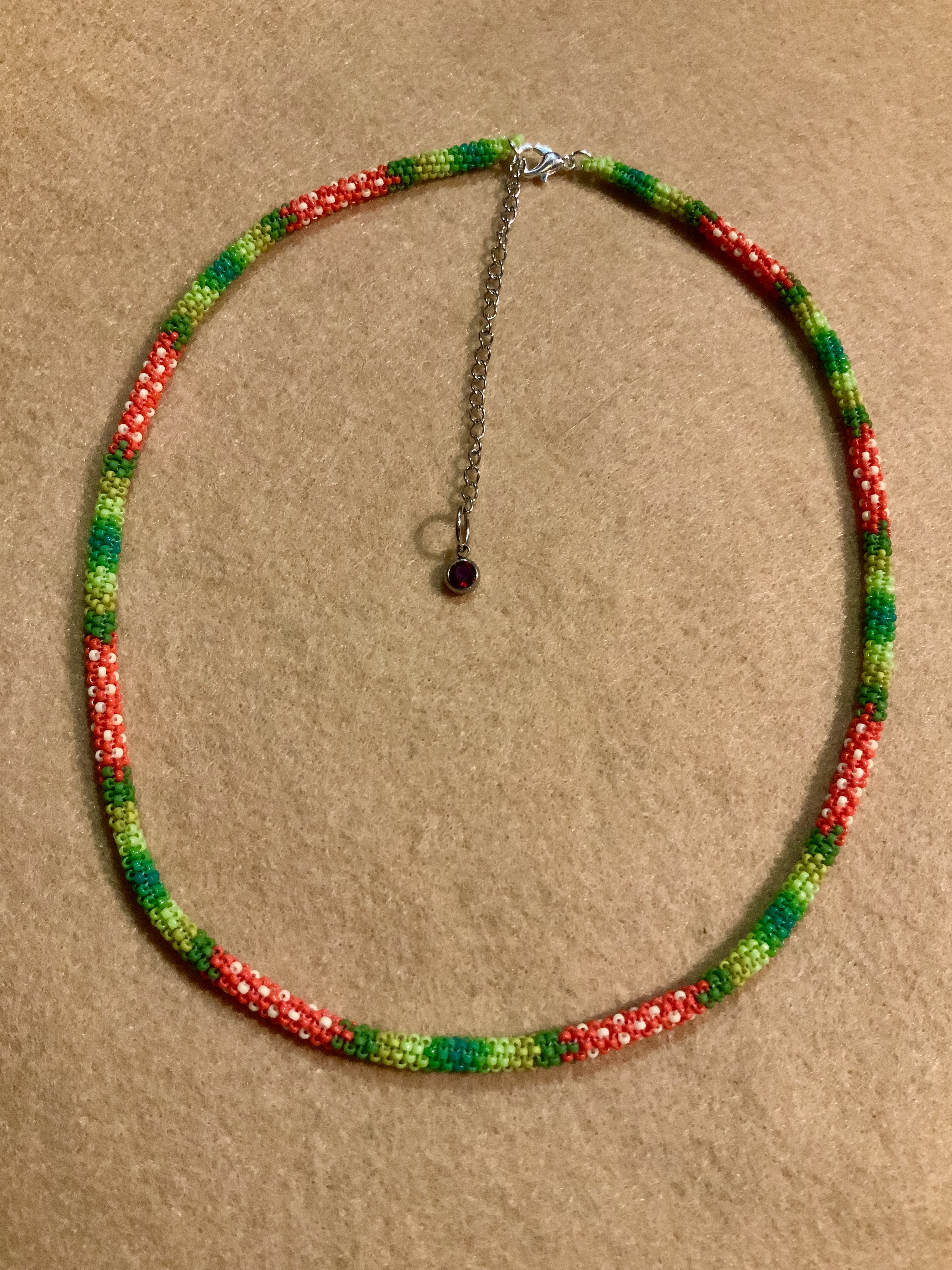 Strawberry bon bons gourd stitched necklace 