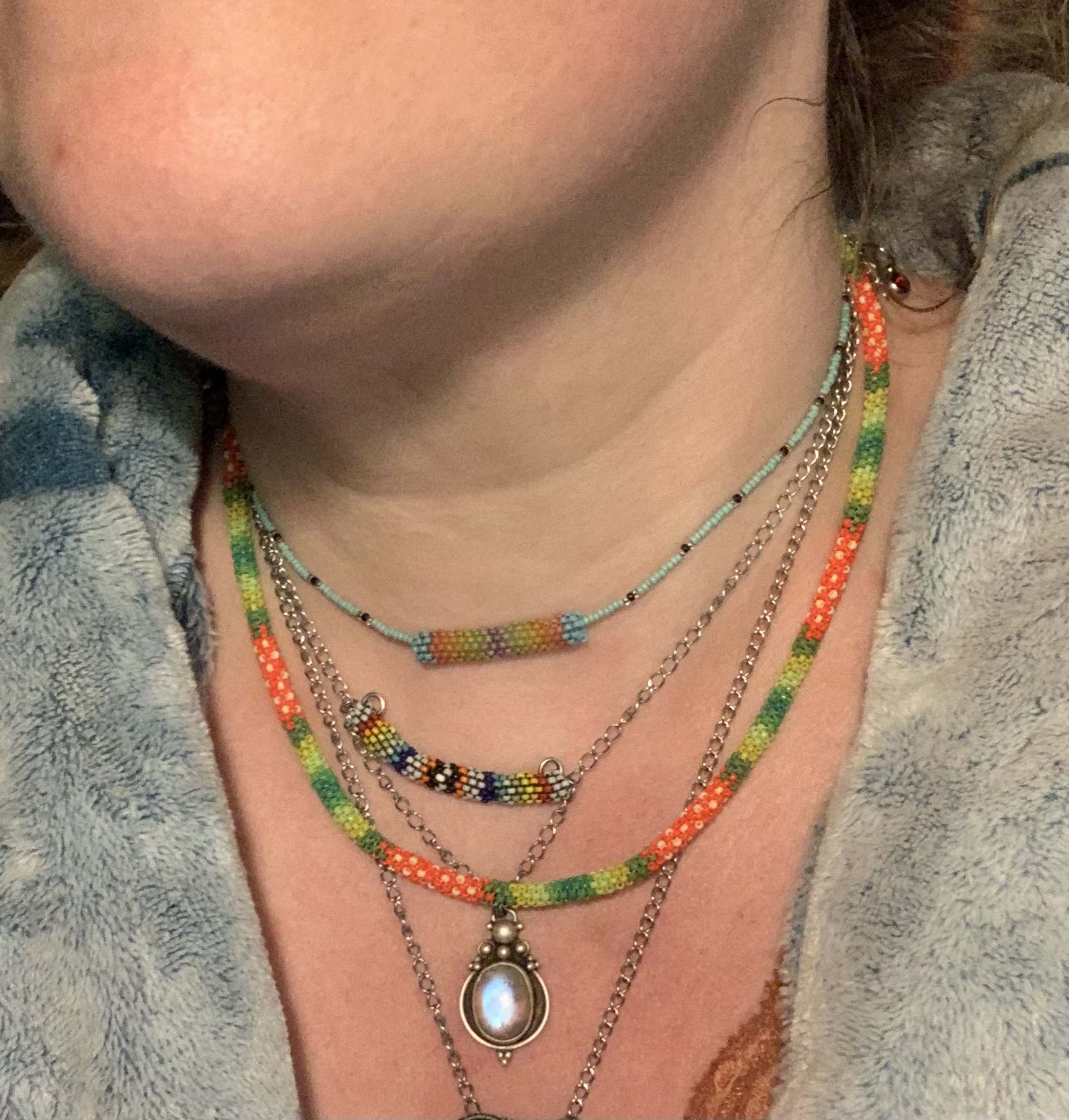 Strawberry bon bons gourd stitched necklace 