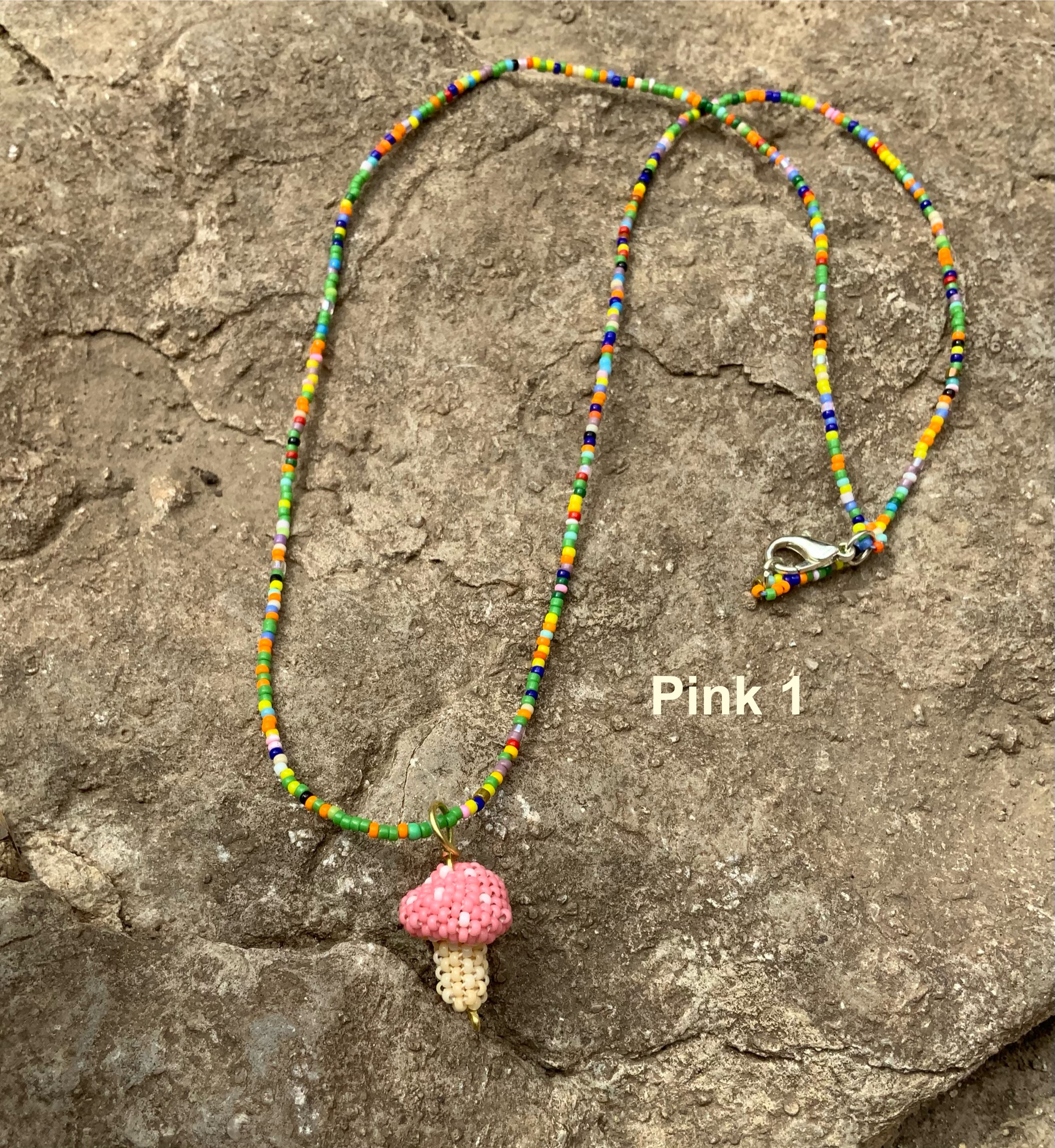 Beaded mushroom necklace 