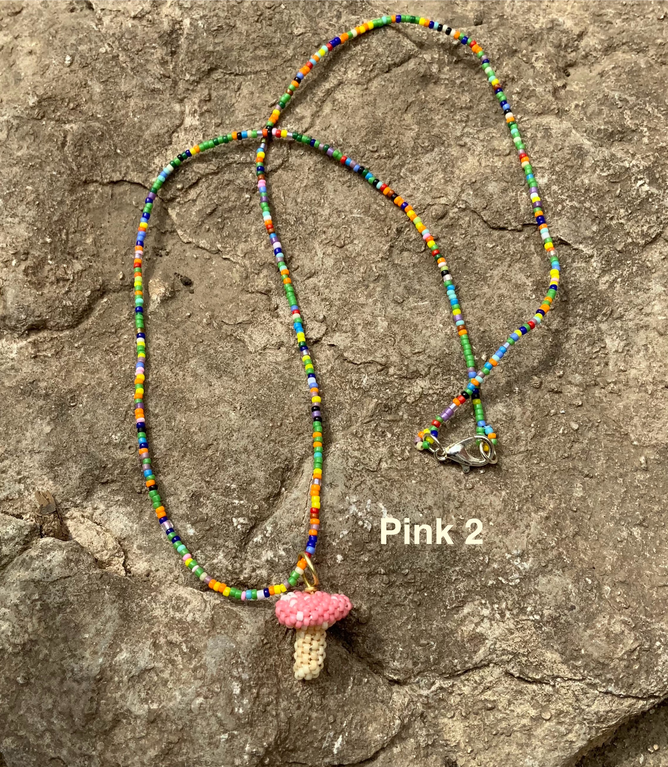 Beaded mushroom necklace 