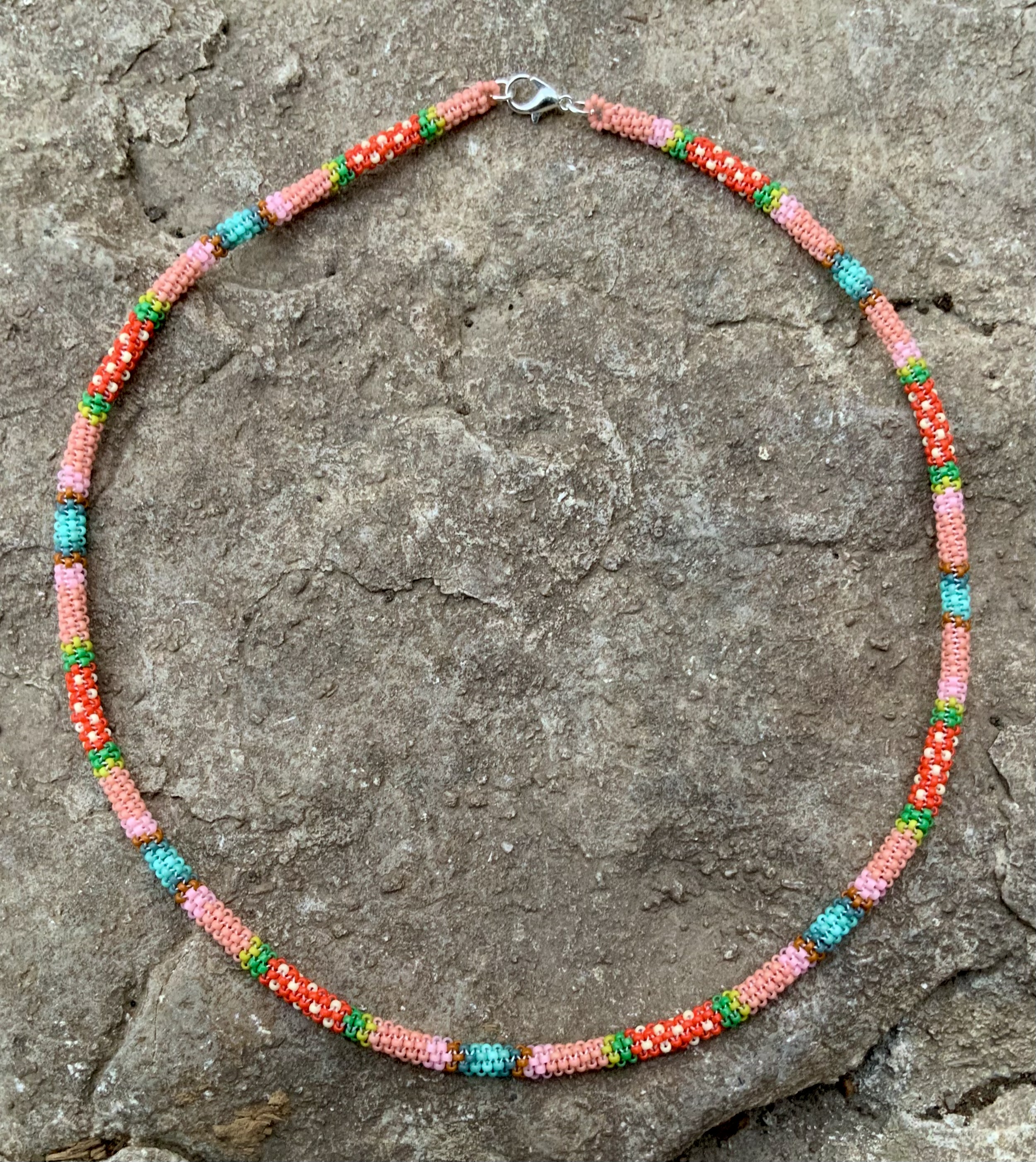 Strawberry Dream gourd stitched necklace 