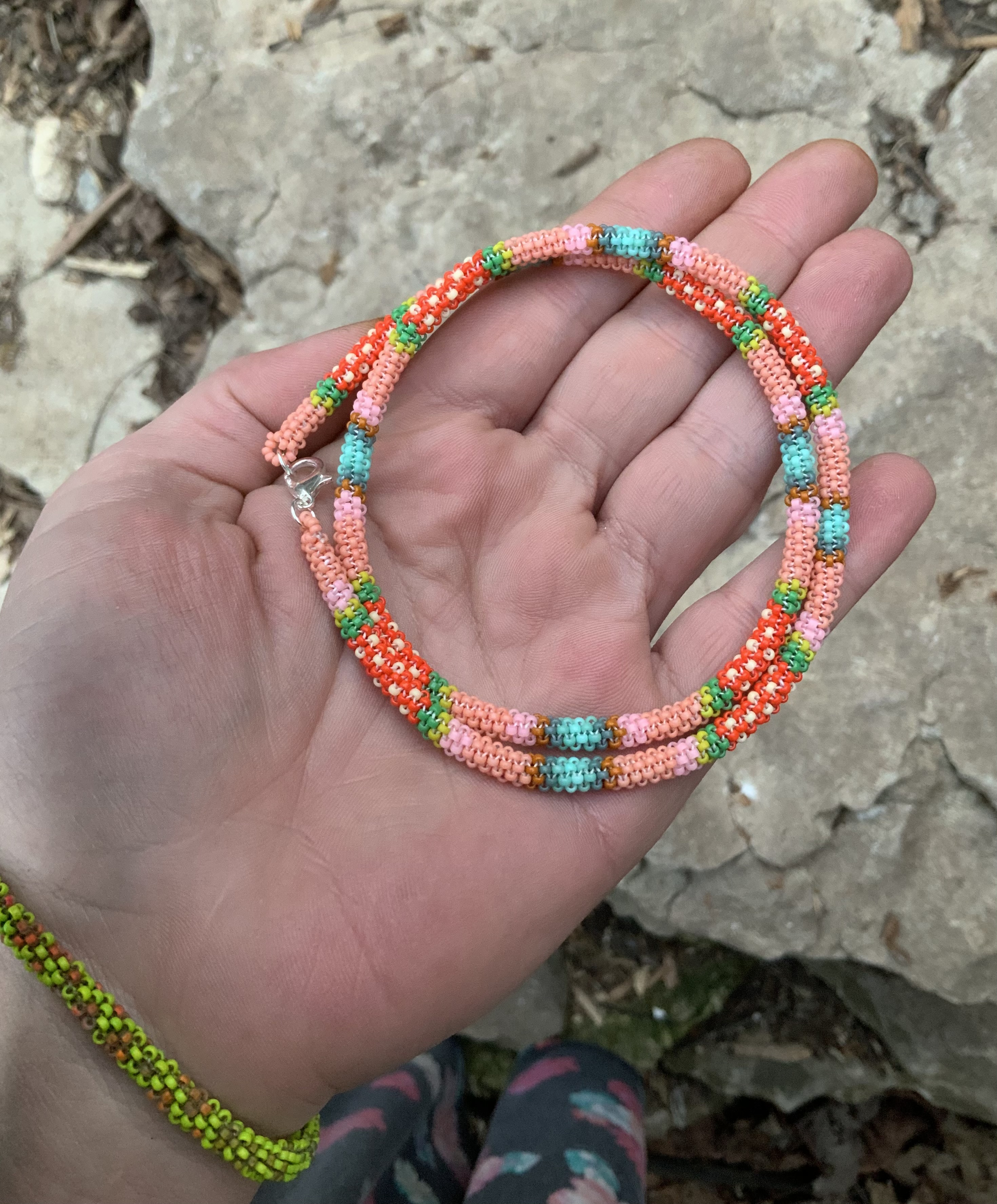 Strawberry Dream gourd stitched necklace 