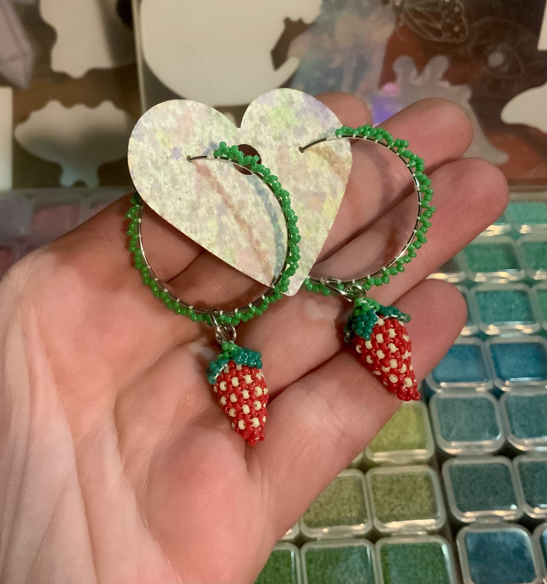 Beaded strawberry earrings