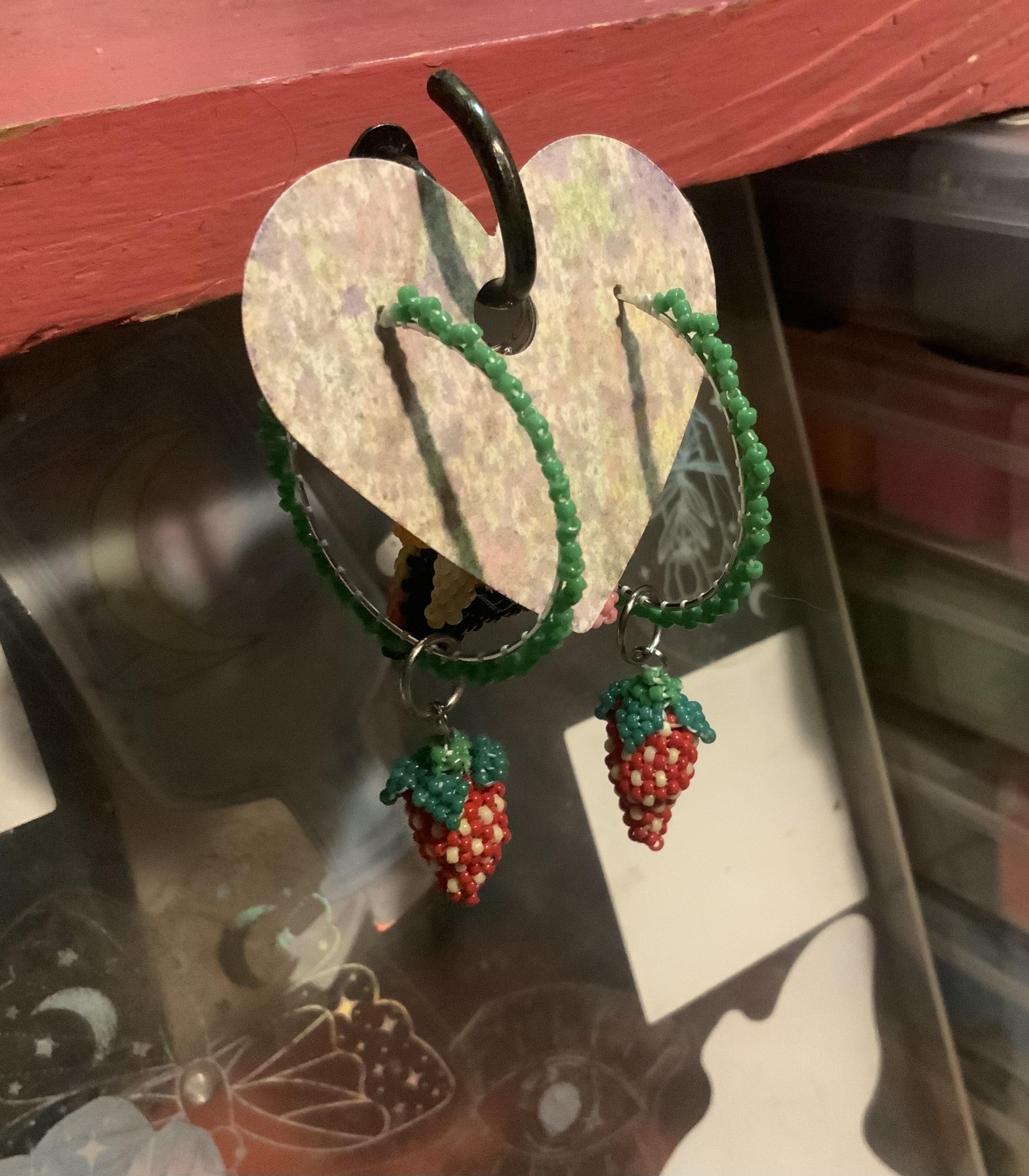 Beaded strawberry earrings