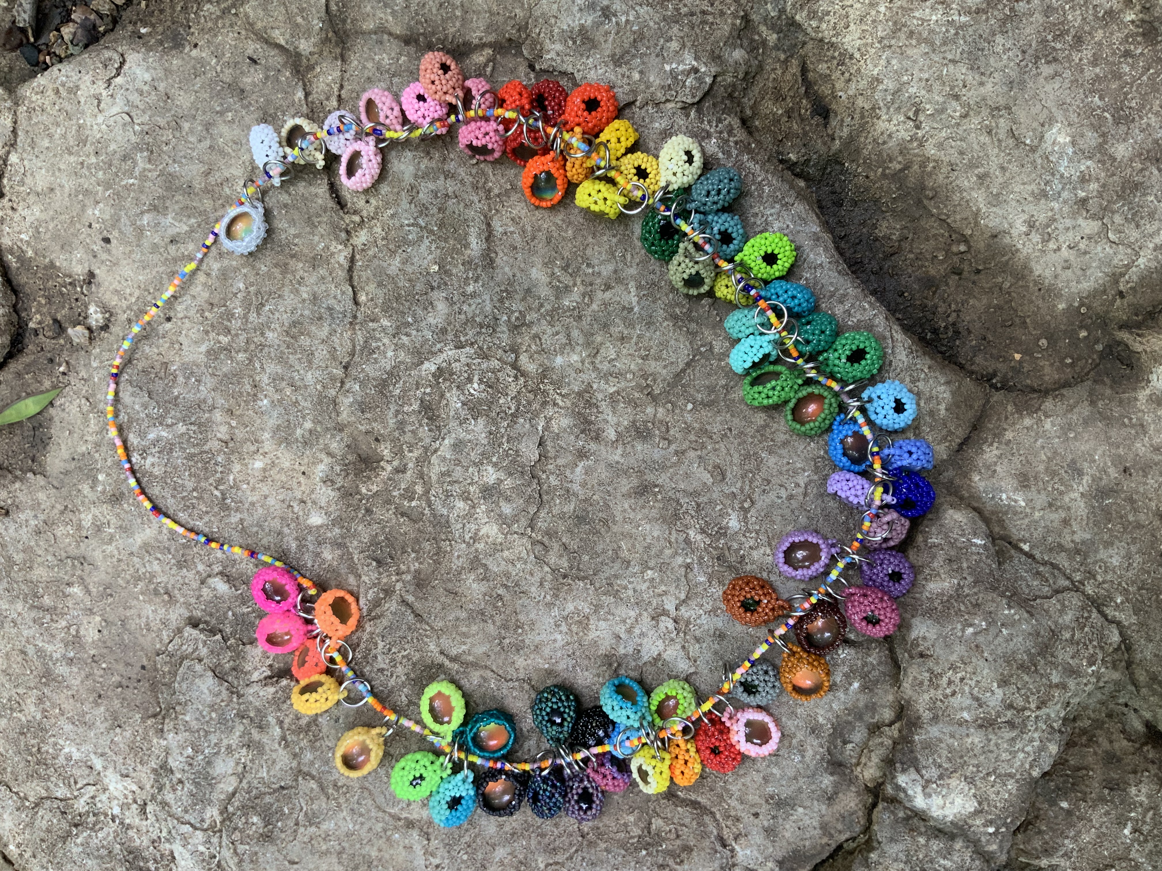 Solid colored thermal color changey beaded pendant 