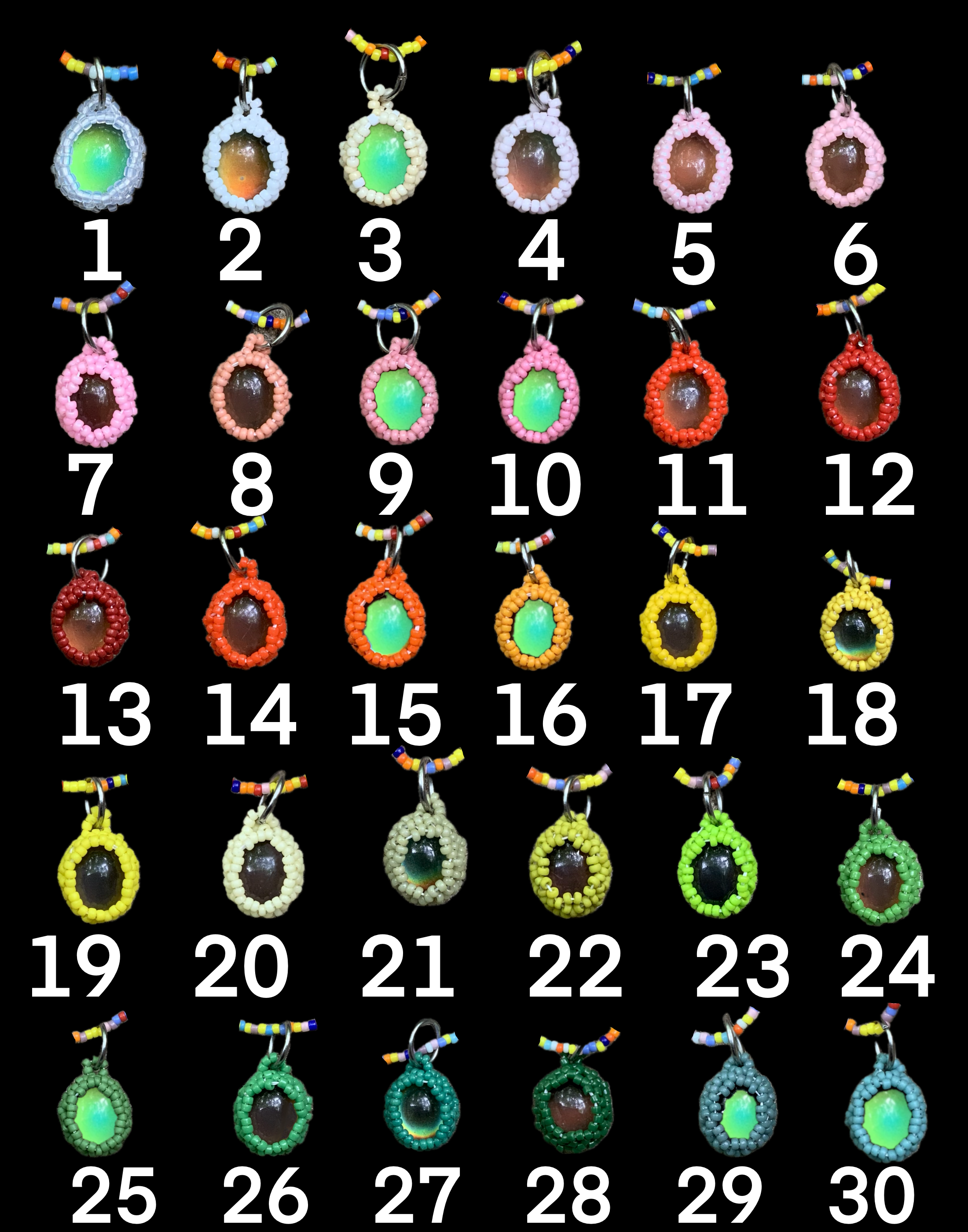 Solid colored thermal color changey beaded pendant 