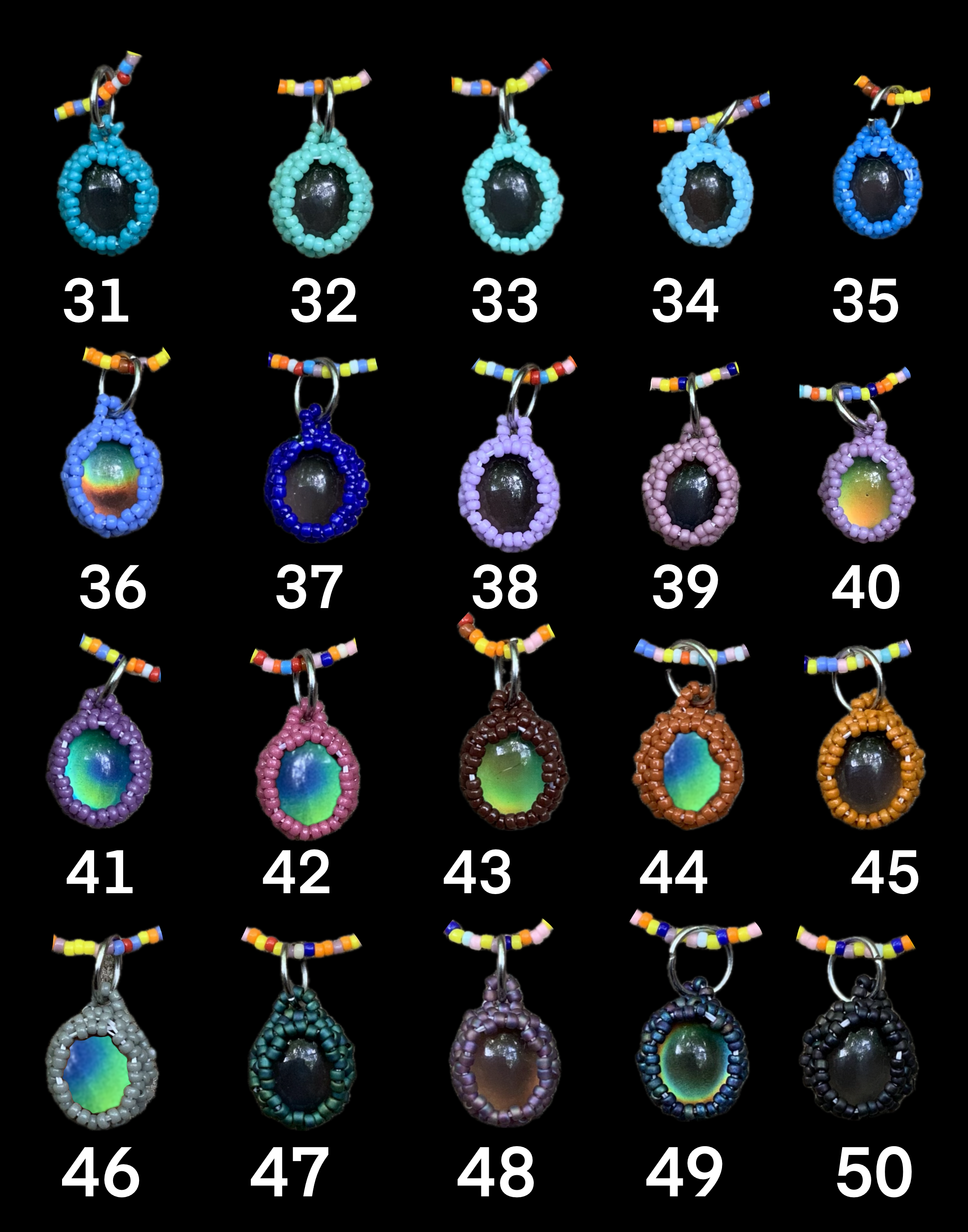 Solid colored thermal color changey beaded pendant 