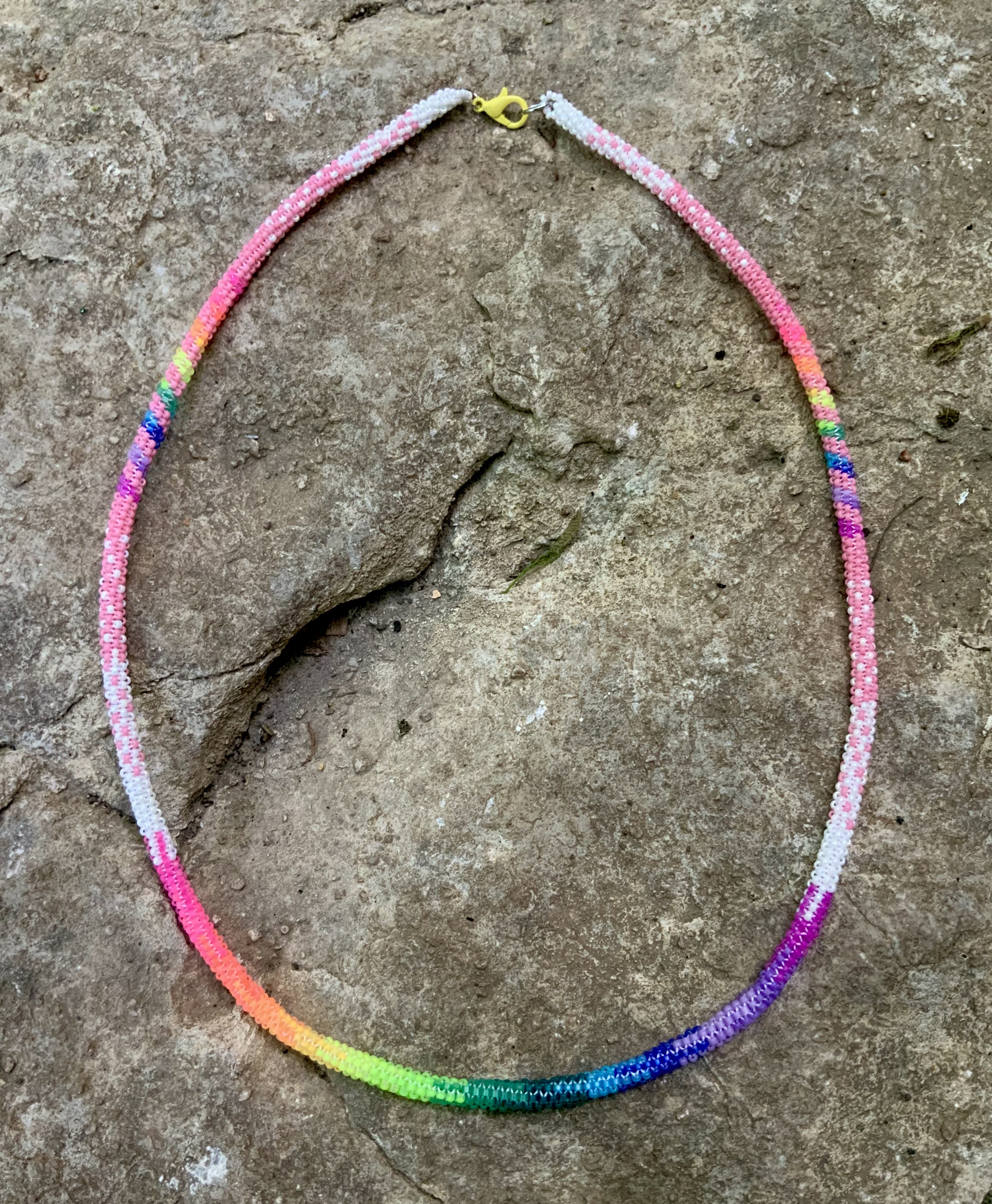Rainbow sheen clouds gourd stitch necklace 