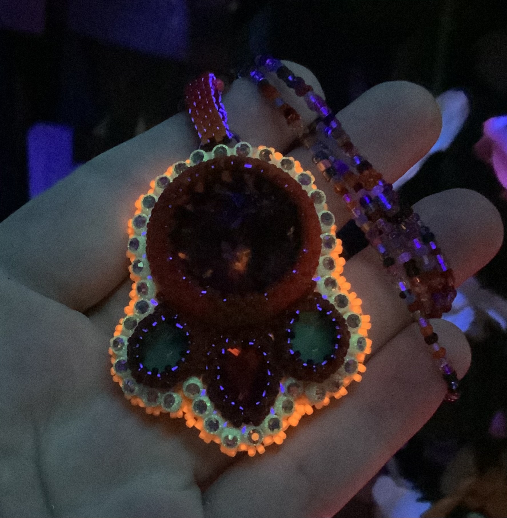 Custom rocket ship beaded amulet 
