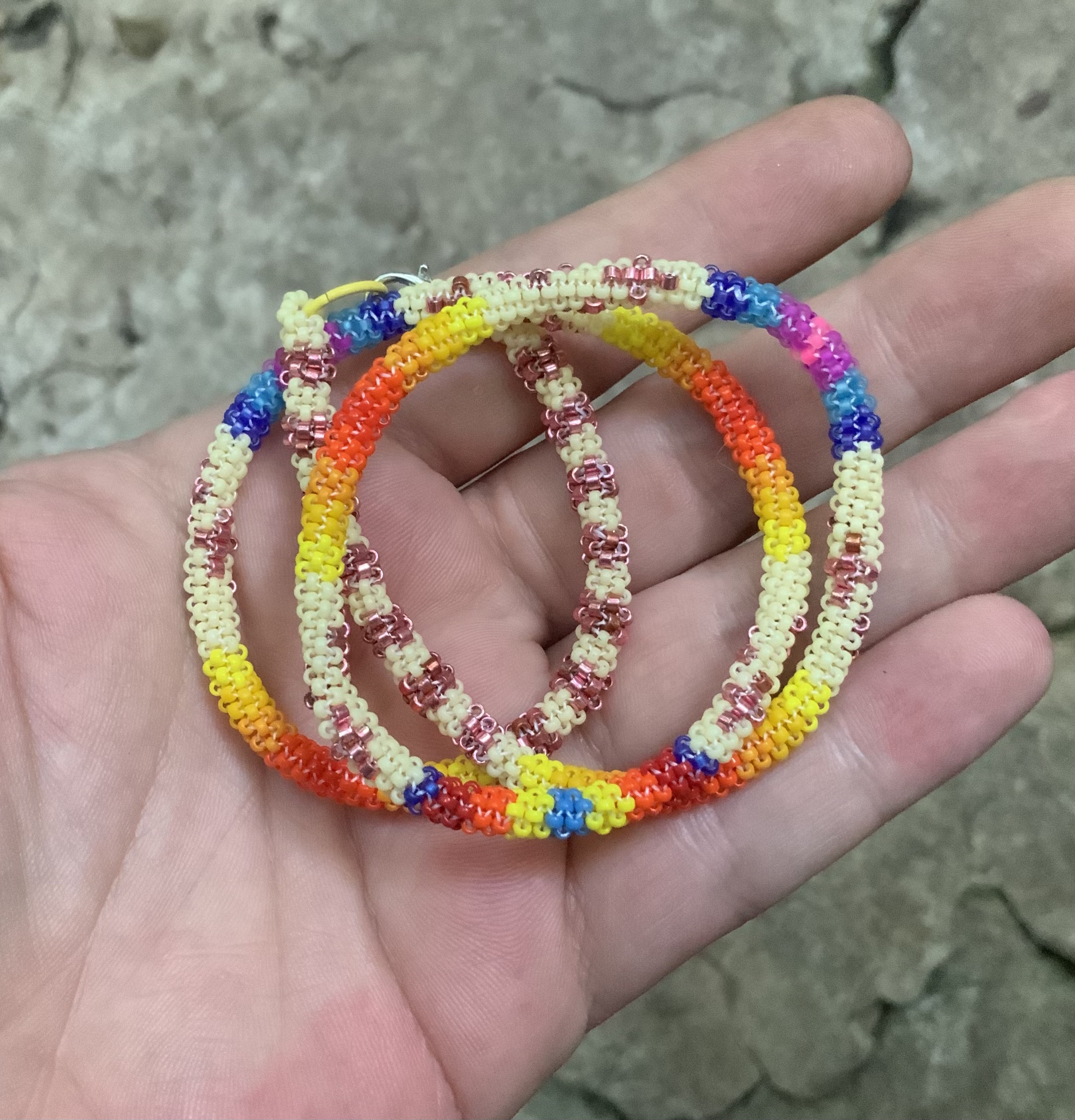 Rose gold sparkles gourd stitched necklace 