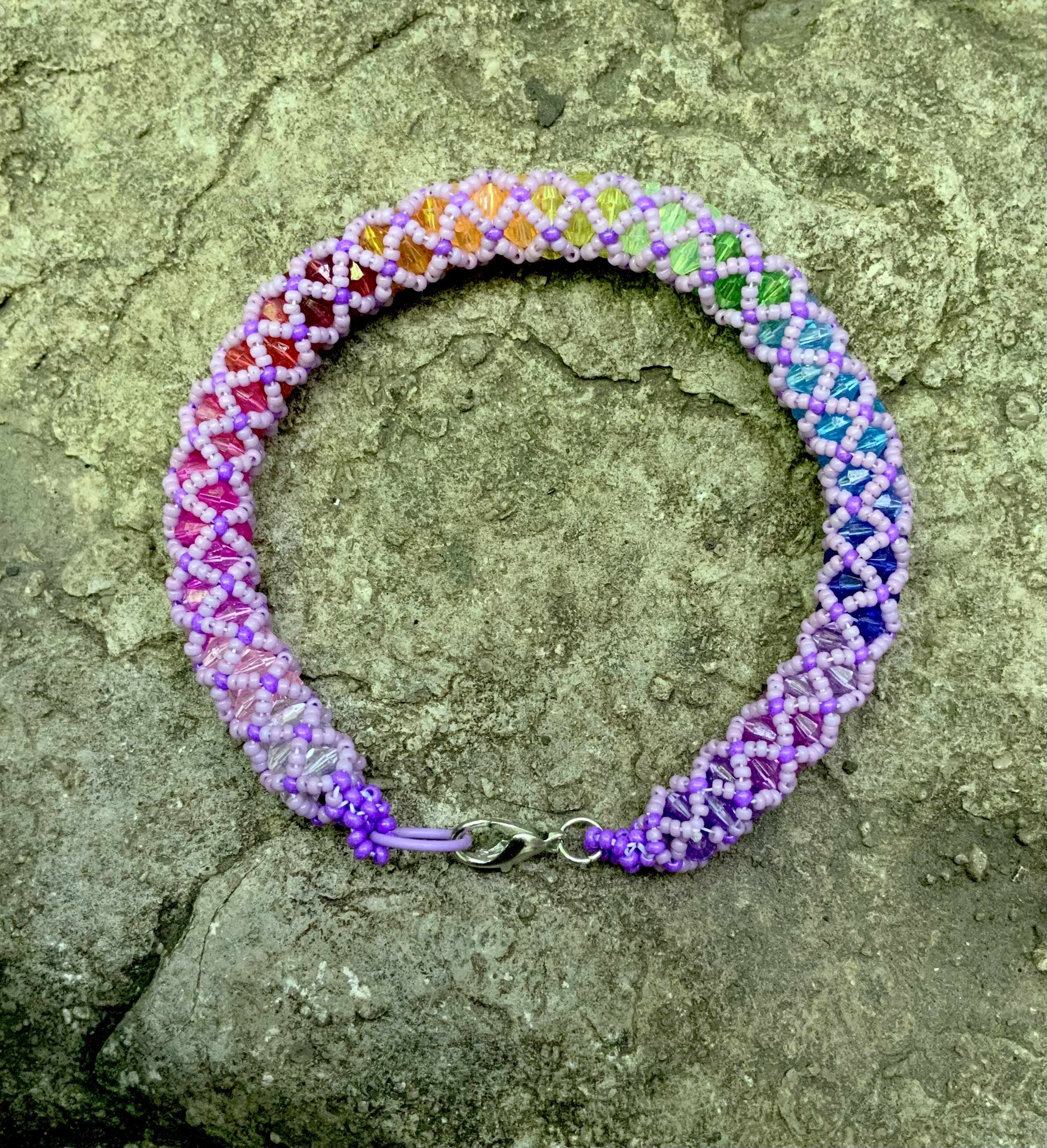 Purple rainbow haze tubular netting bracelet