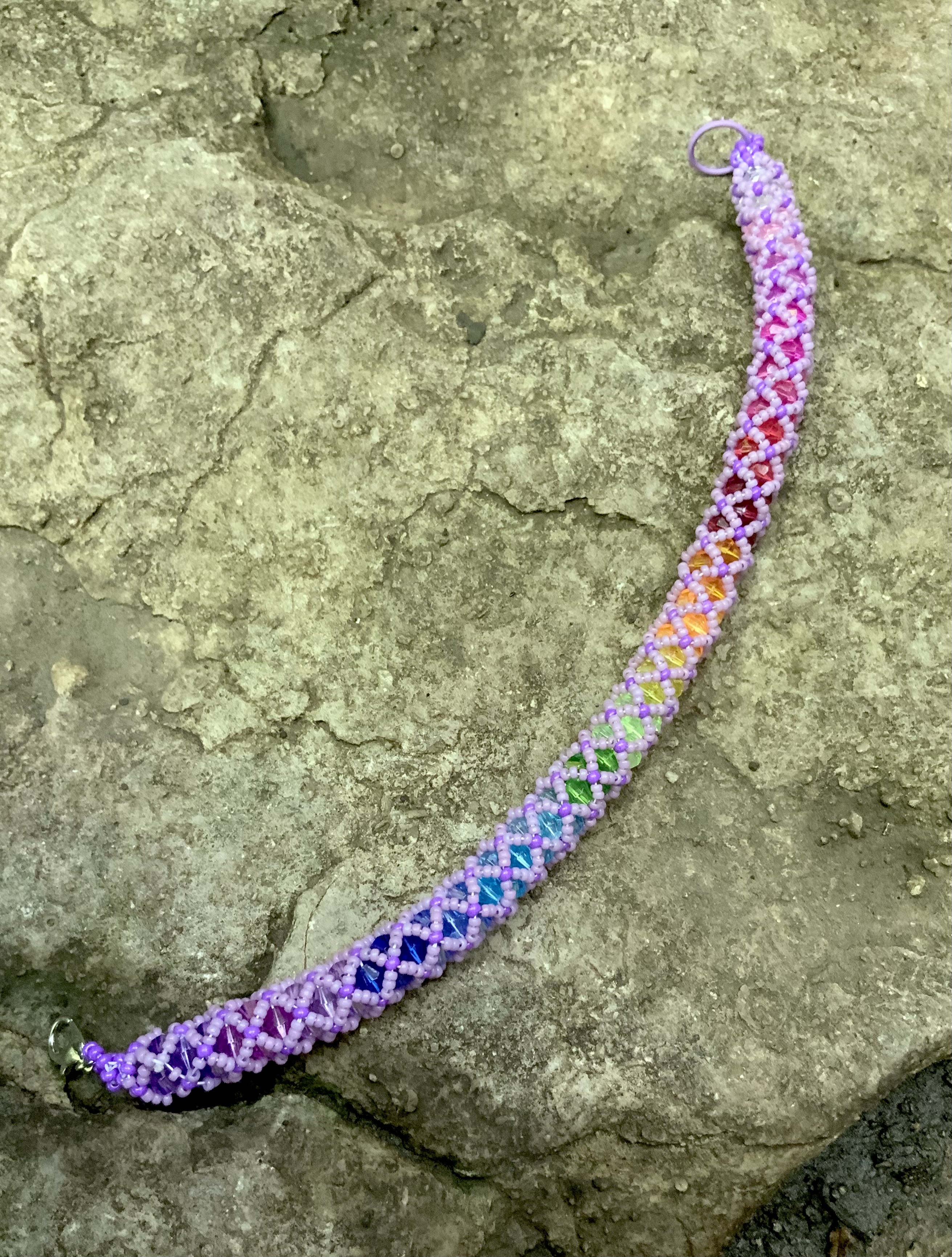 Purple rainbow haze tubular netting bracelet
