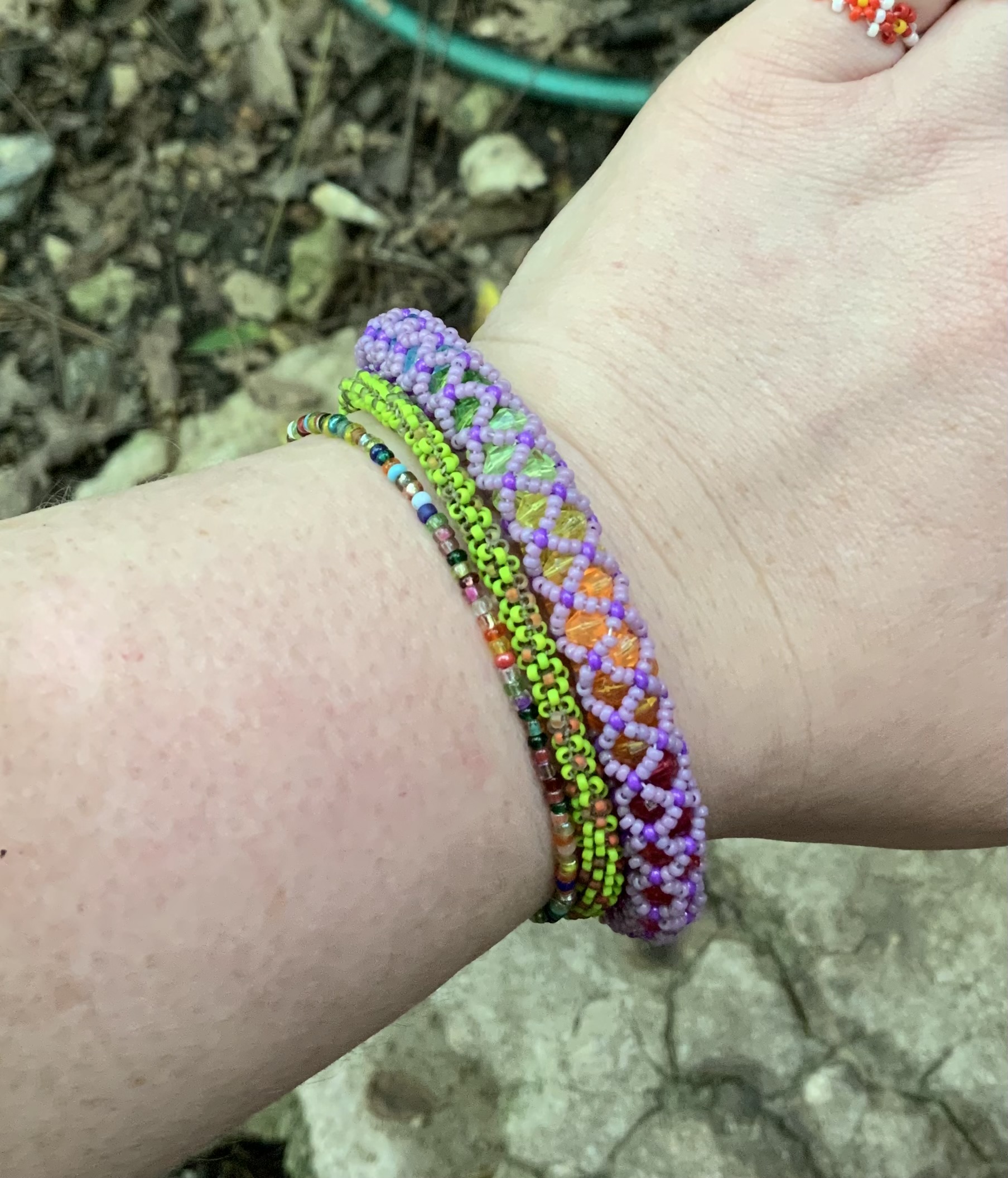 Purple rainbow haze tubular netting bracelet