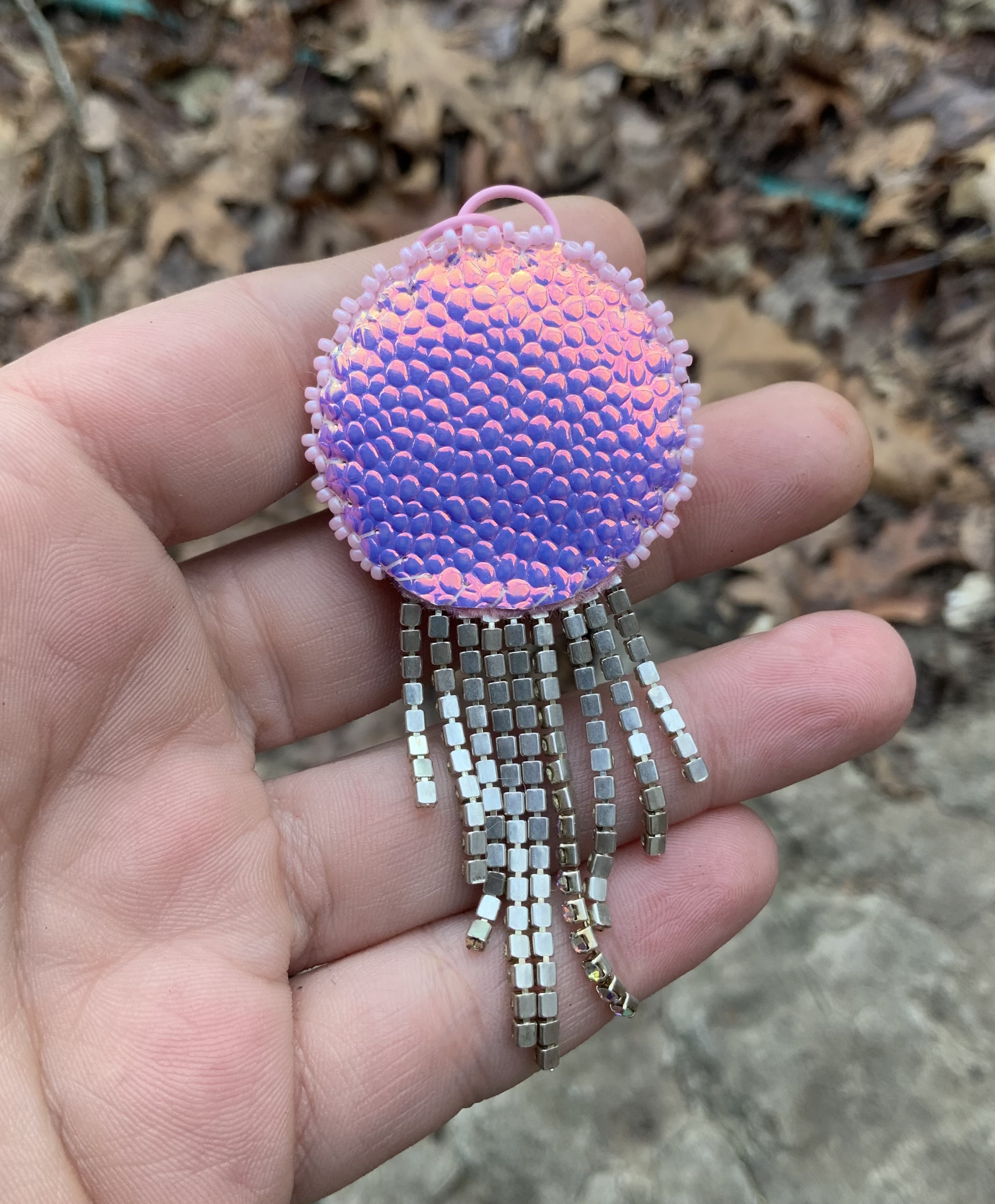 Sparkle squid beaded pendant