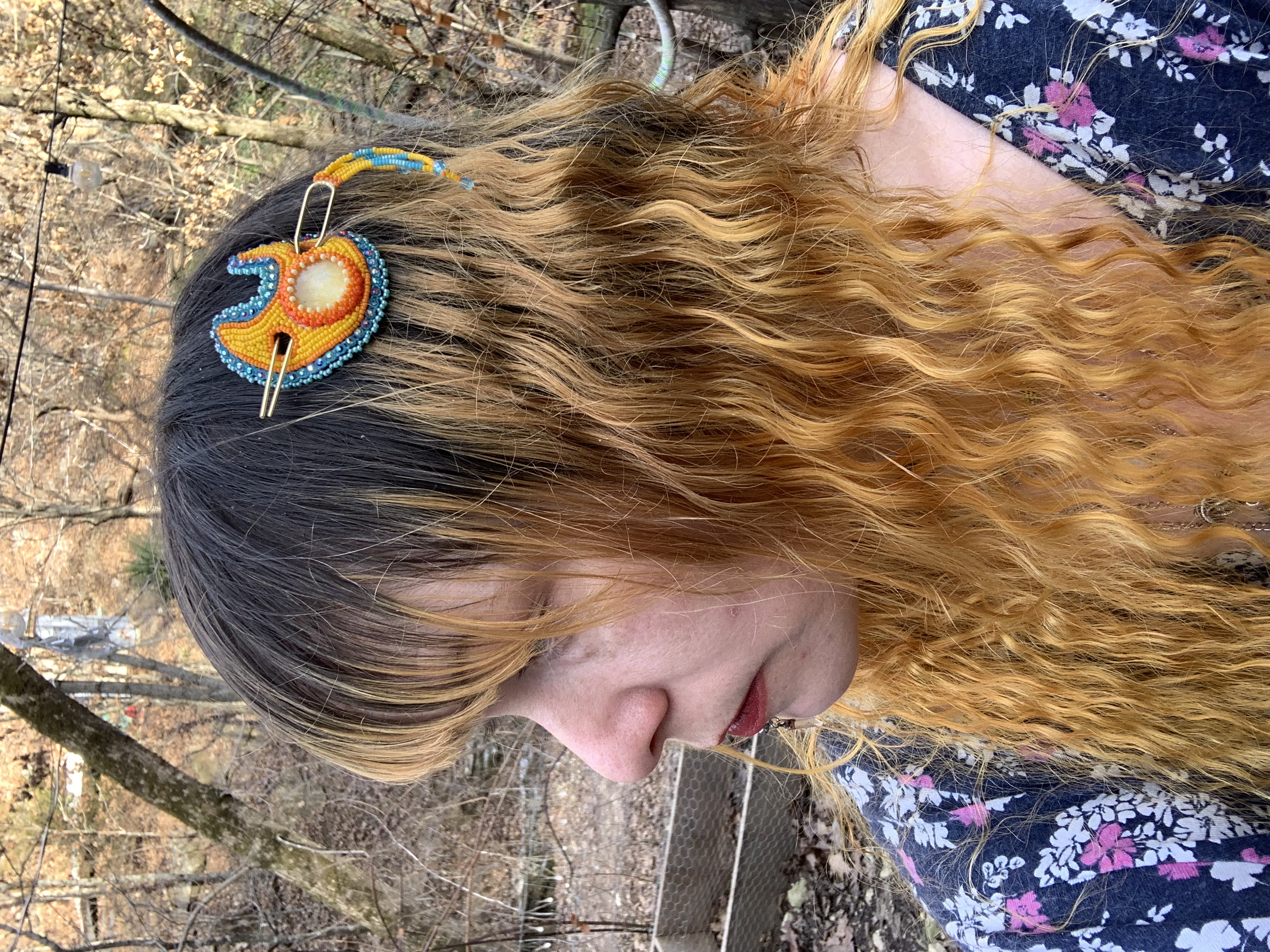 Beaded star and moon hair barrettes 
