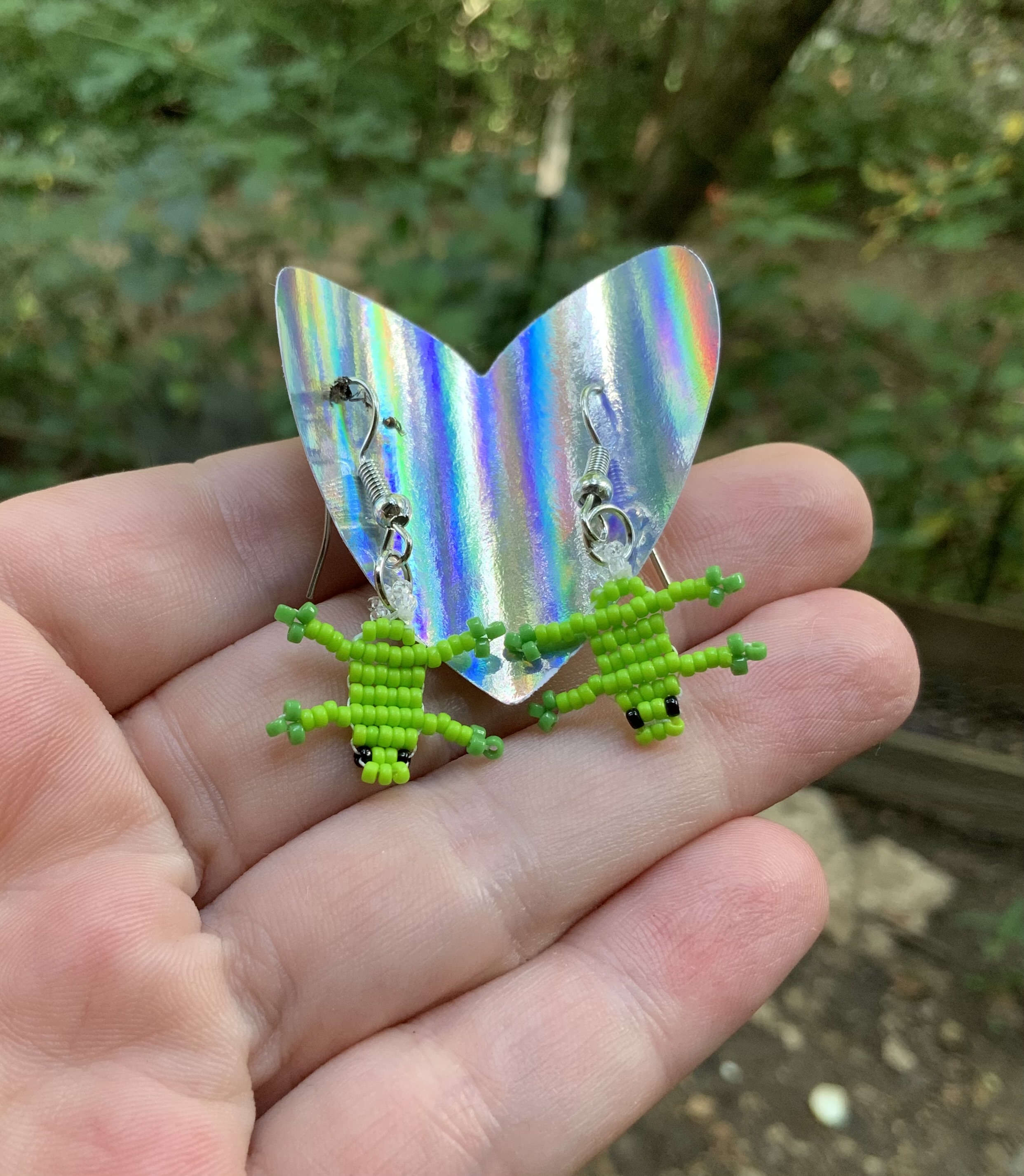Tiny froggy beaded earrings