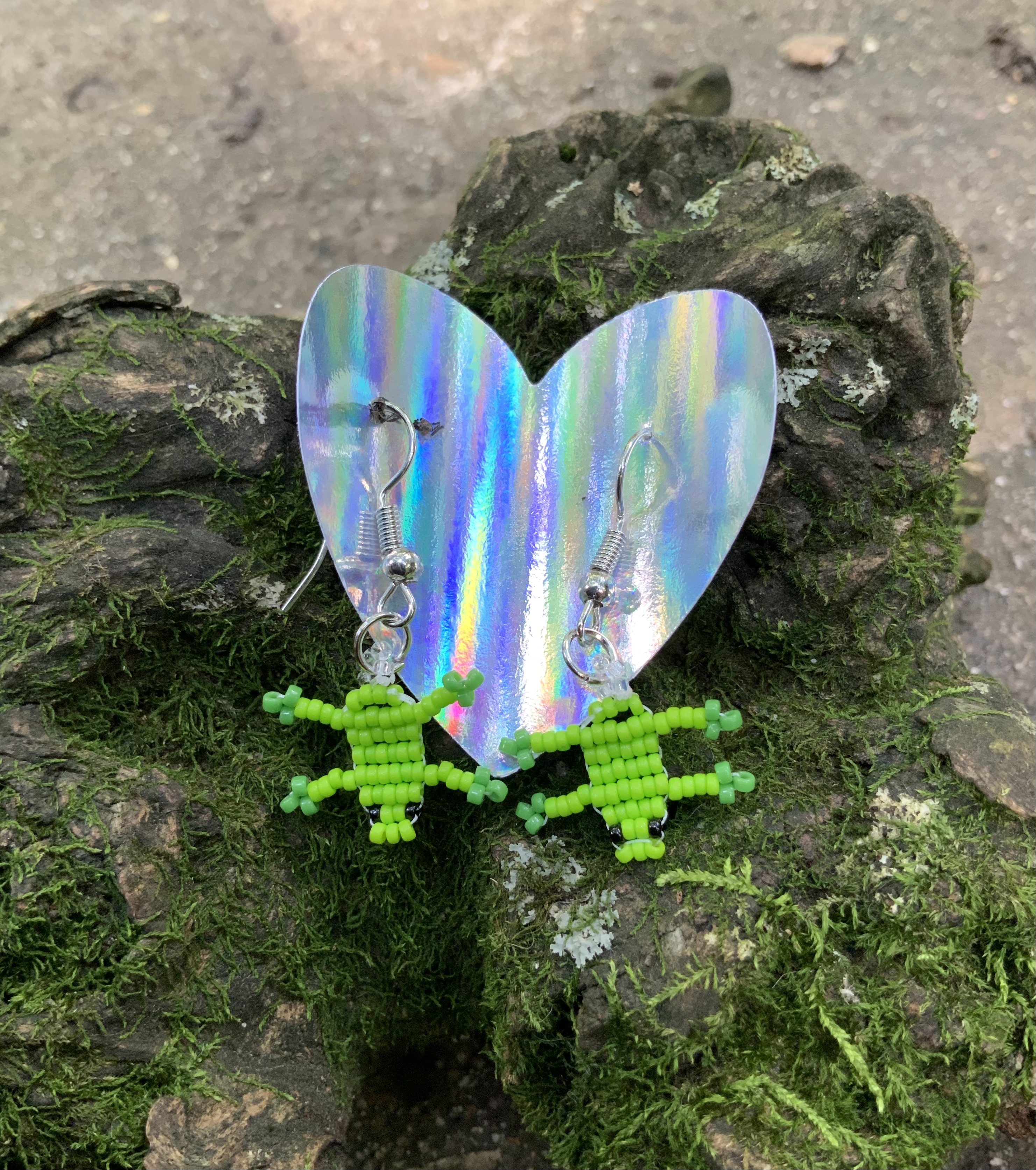 Tiny froggy beaded earrings