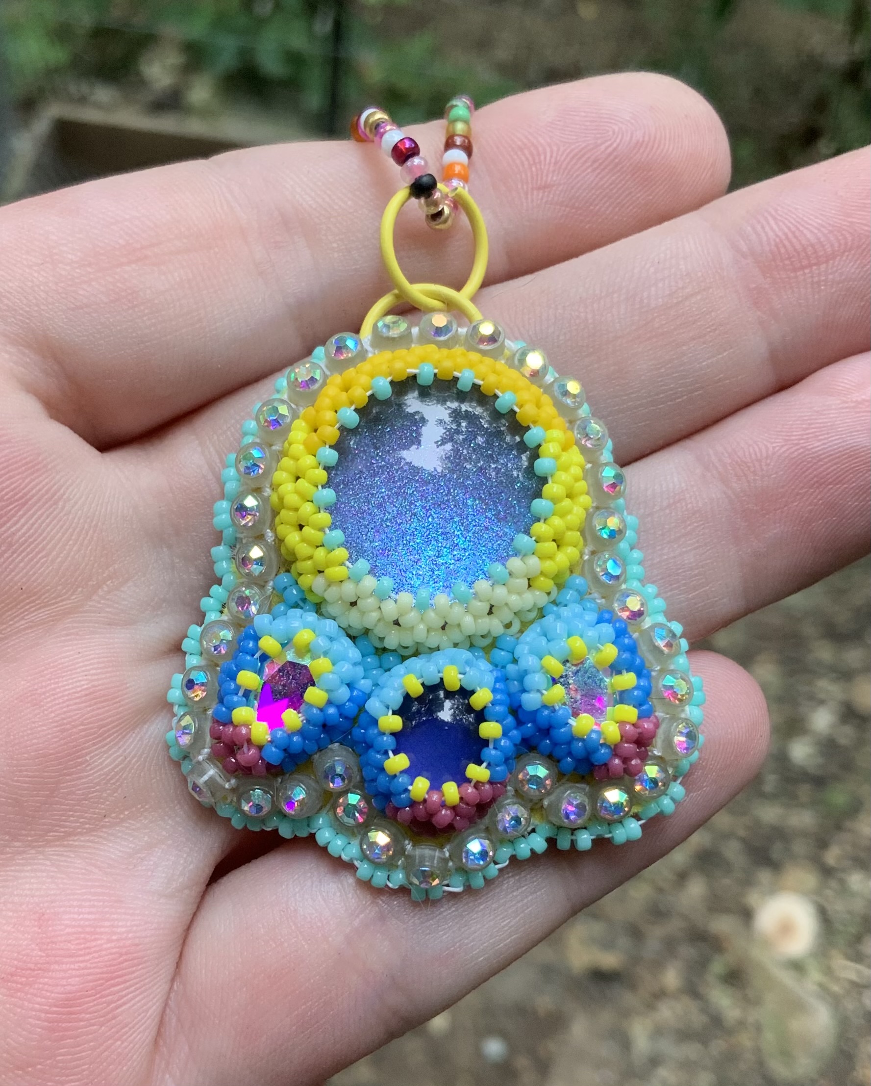 Trail Hiker beaded pendant